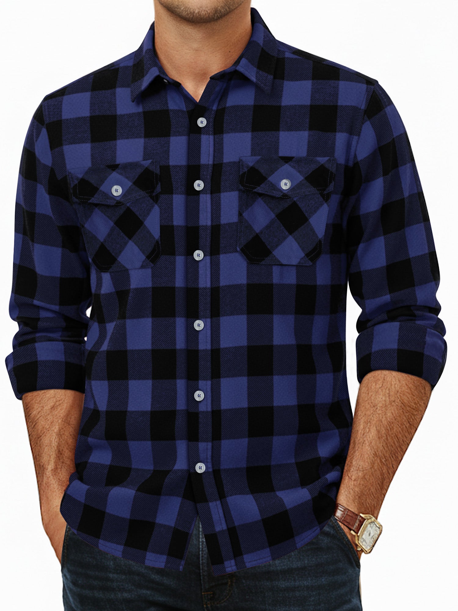 OALUXE Flannel Shirt for Men Long Sleeve Button Down Plaid Shirts with Pocket