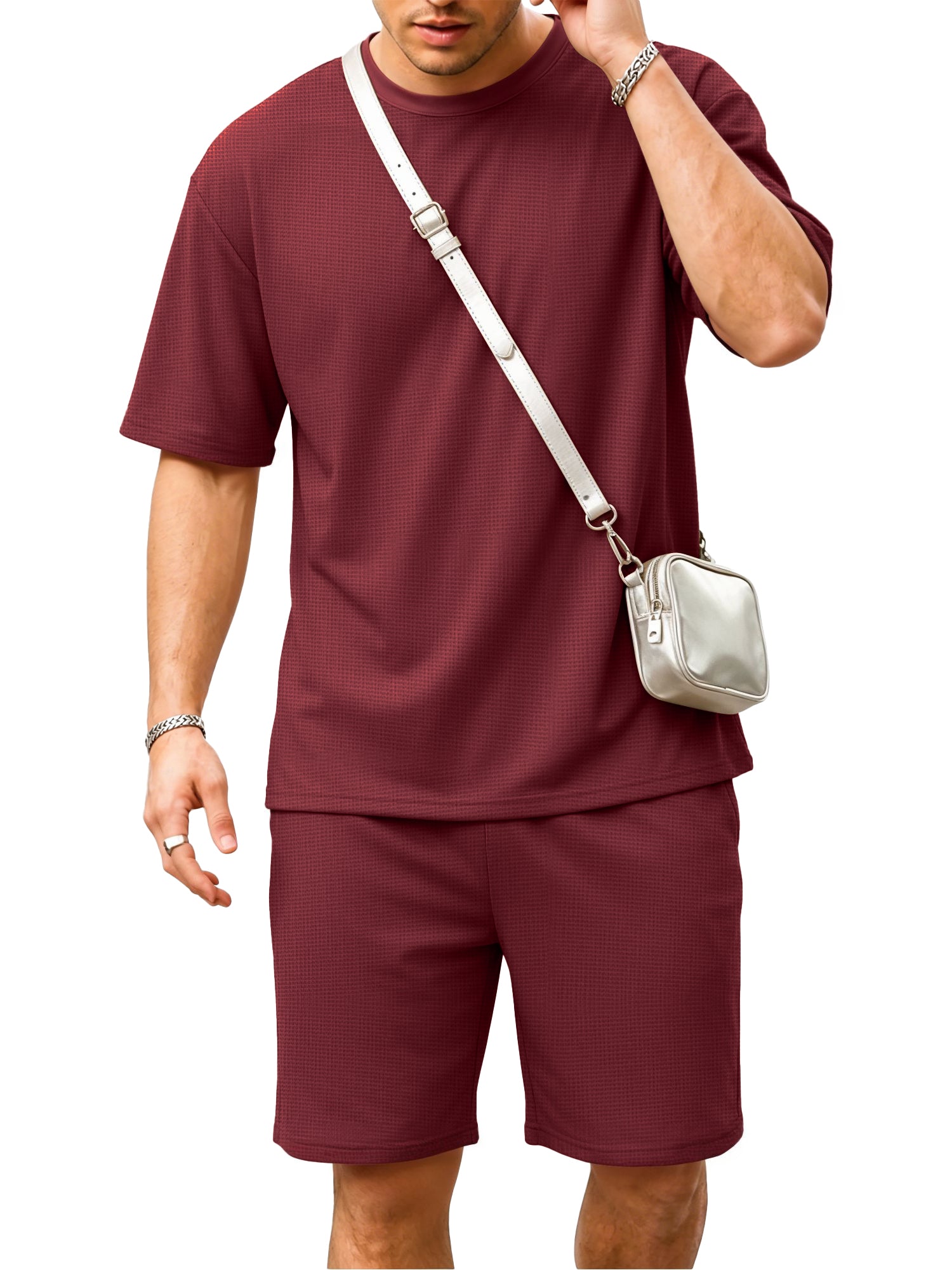 RICHCOIN Mens 2 Piece Sets Casual Outfit Summer Vacation Beach Short Sleeve T Shirts and Shorts for Men