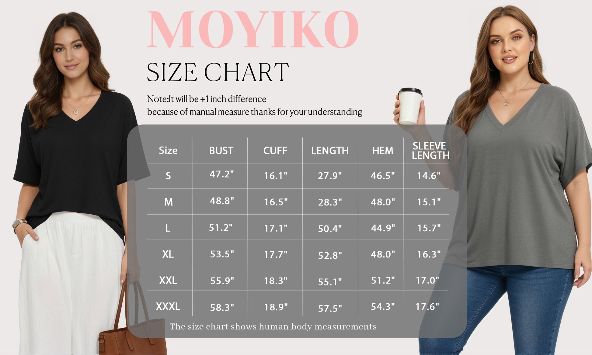 MOYIKO Oversized T shirts for Women V Neck Short Sleeve Loose Tees Summer Casual Basic Tops