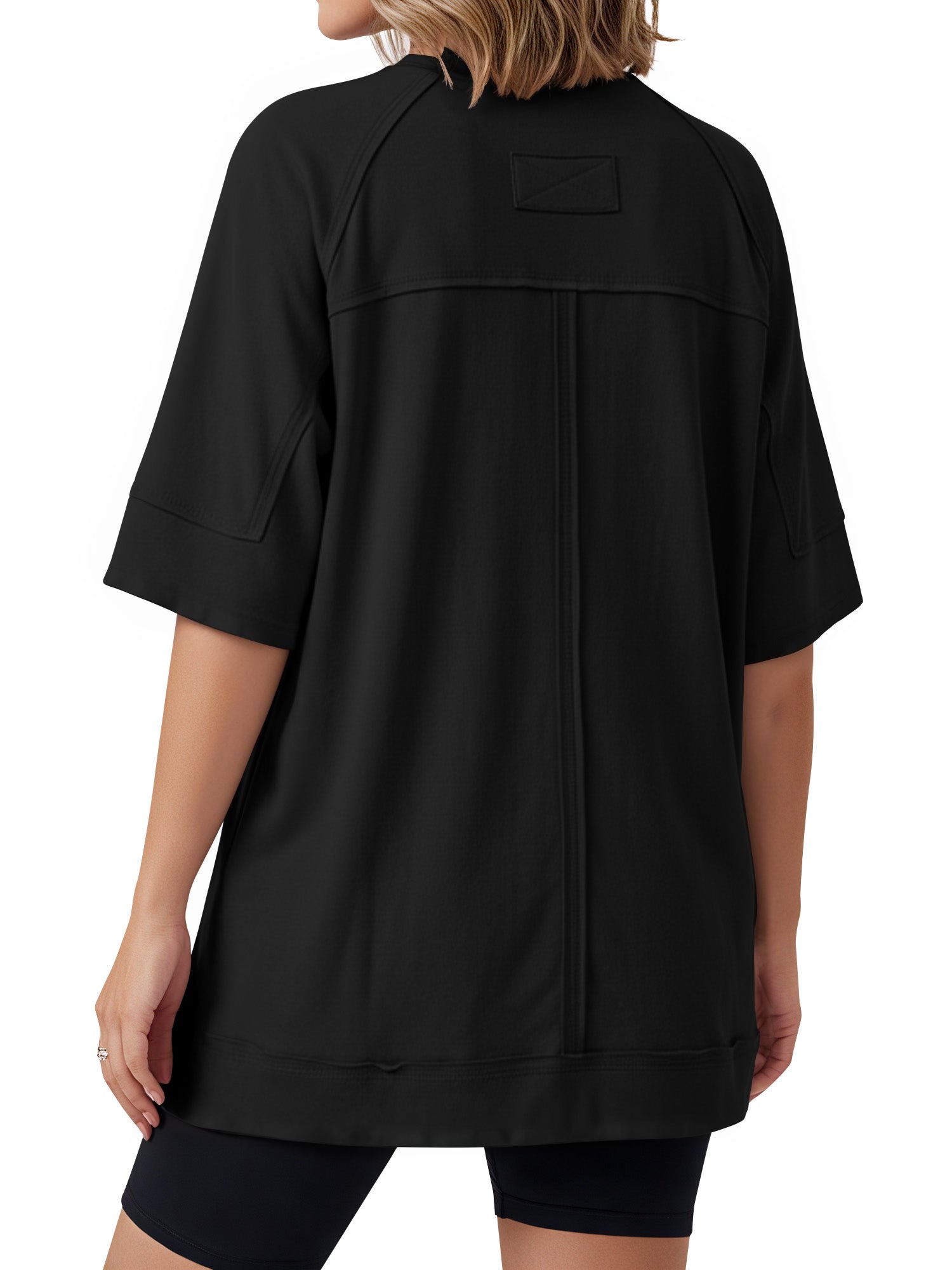MOYIKO Oversized T Shirts for Women 3/4 Sleeve Summer Tops Loose Fit Y2K Fashion Tees with Pockets