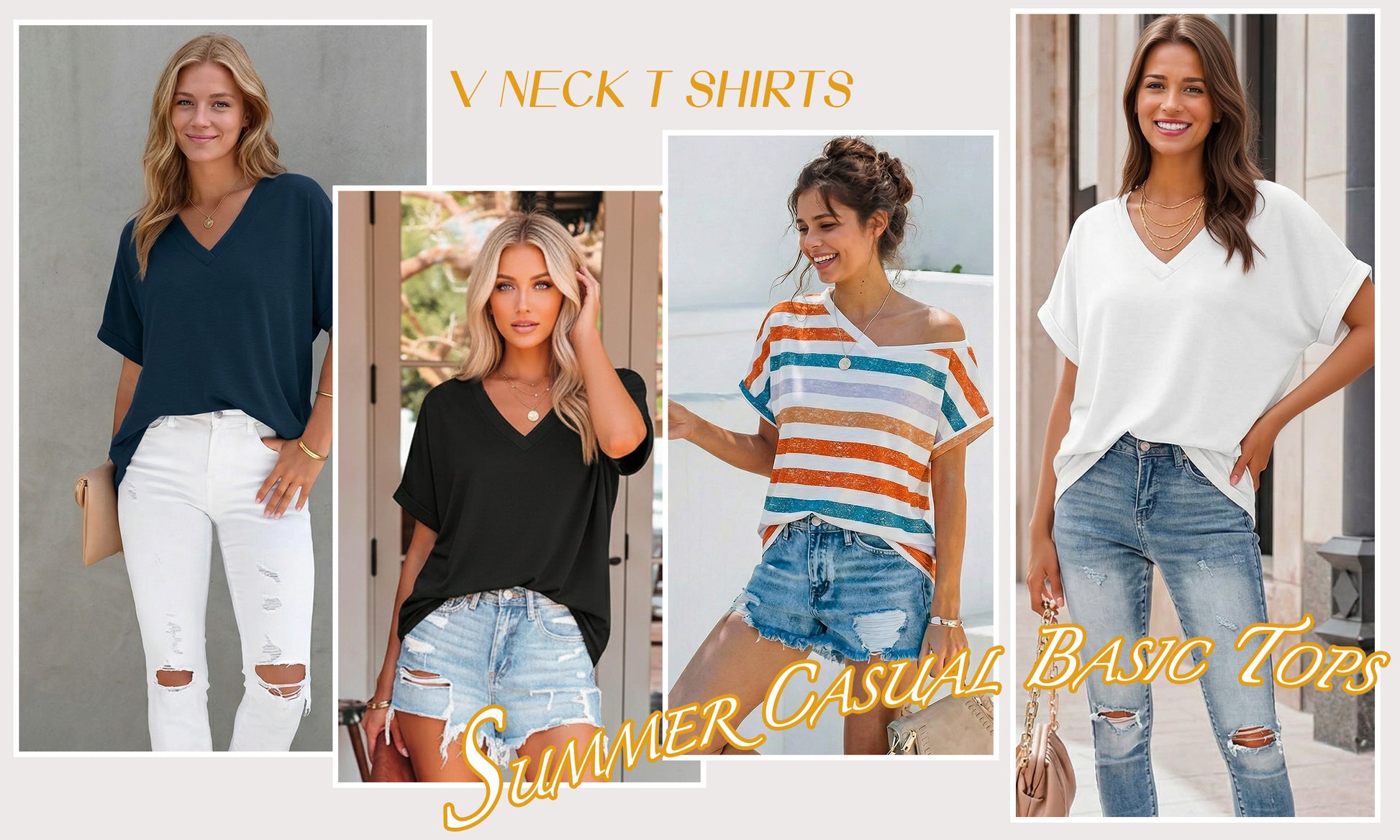 MOYIKO Womens Summer Tops Short Dolman Sleeve T Shirts V Neck Striped Loose Fit Casual Trendy Tees