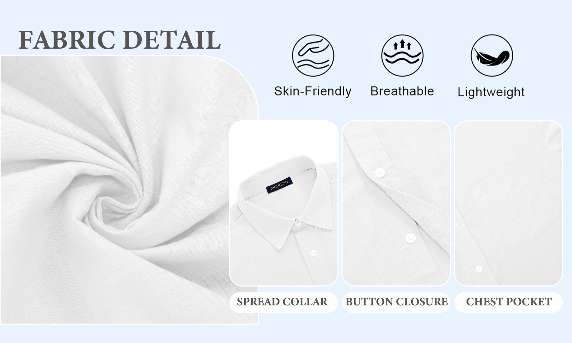 RICHCOIN Mens Linen Shirts Short Sleeve Button Down Dress Shirts for Men Casual Summer Tops Beach