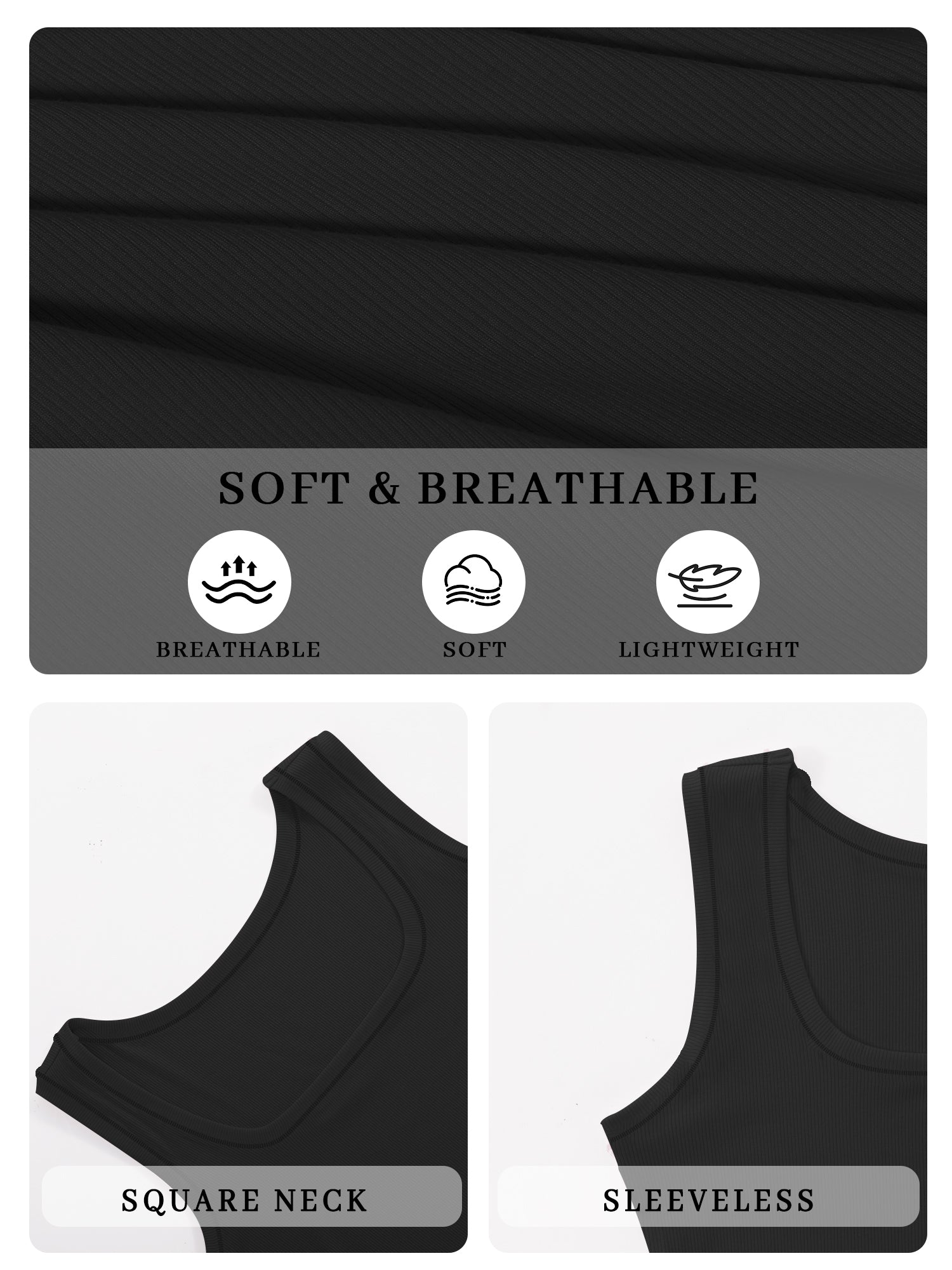 MOYIKO Tank Tops for Women Sleeveless Square Neck Ribbed Slim Fitted Summer Trendy T Shirts Basic Tees