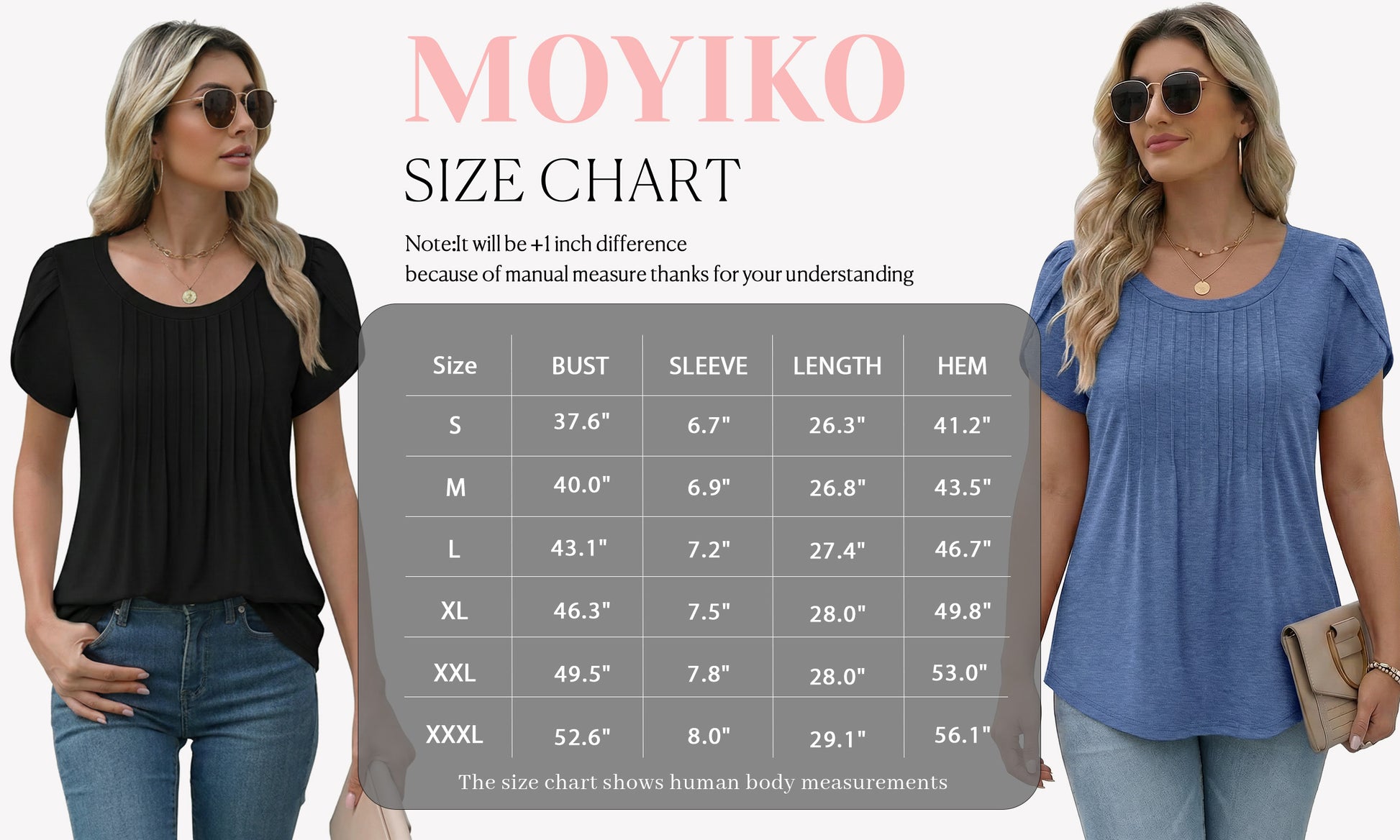 MOYIKO Womens T Shirts Petal Short Sleeve Summer Tops Pleated Tunic Round Neck Blouses Dressy Casual
