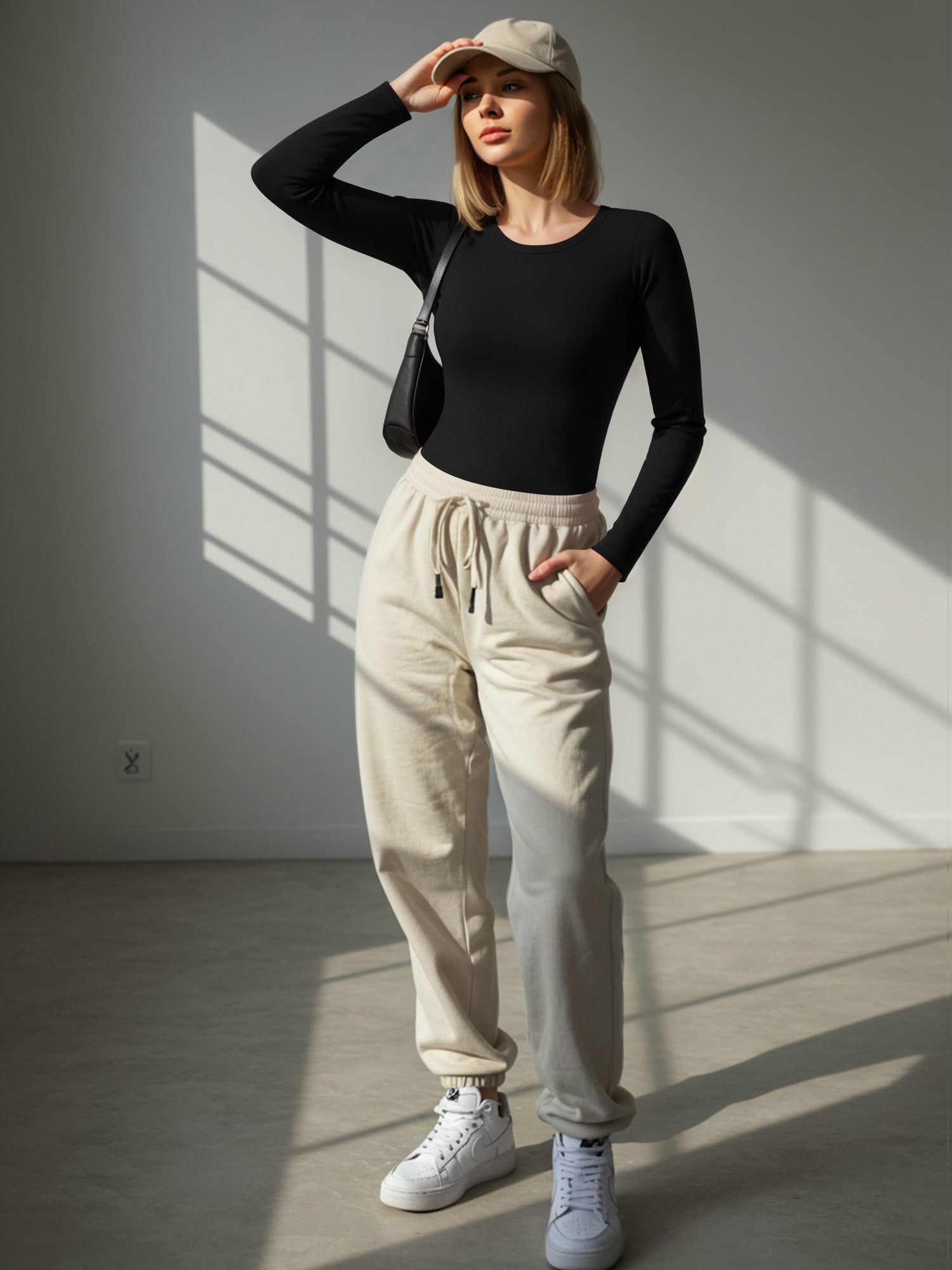 MOYIKO Crewneck Long Sleeve Body Suits Womens Slim Fitted Tight Basic Tops