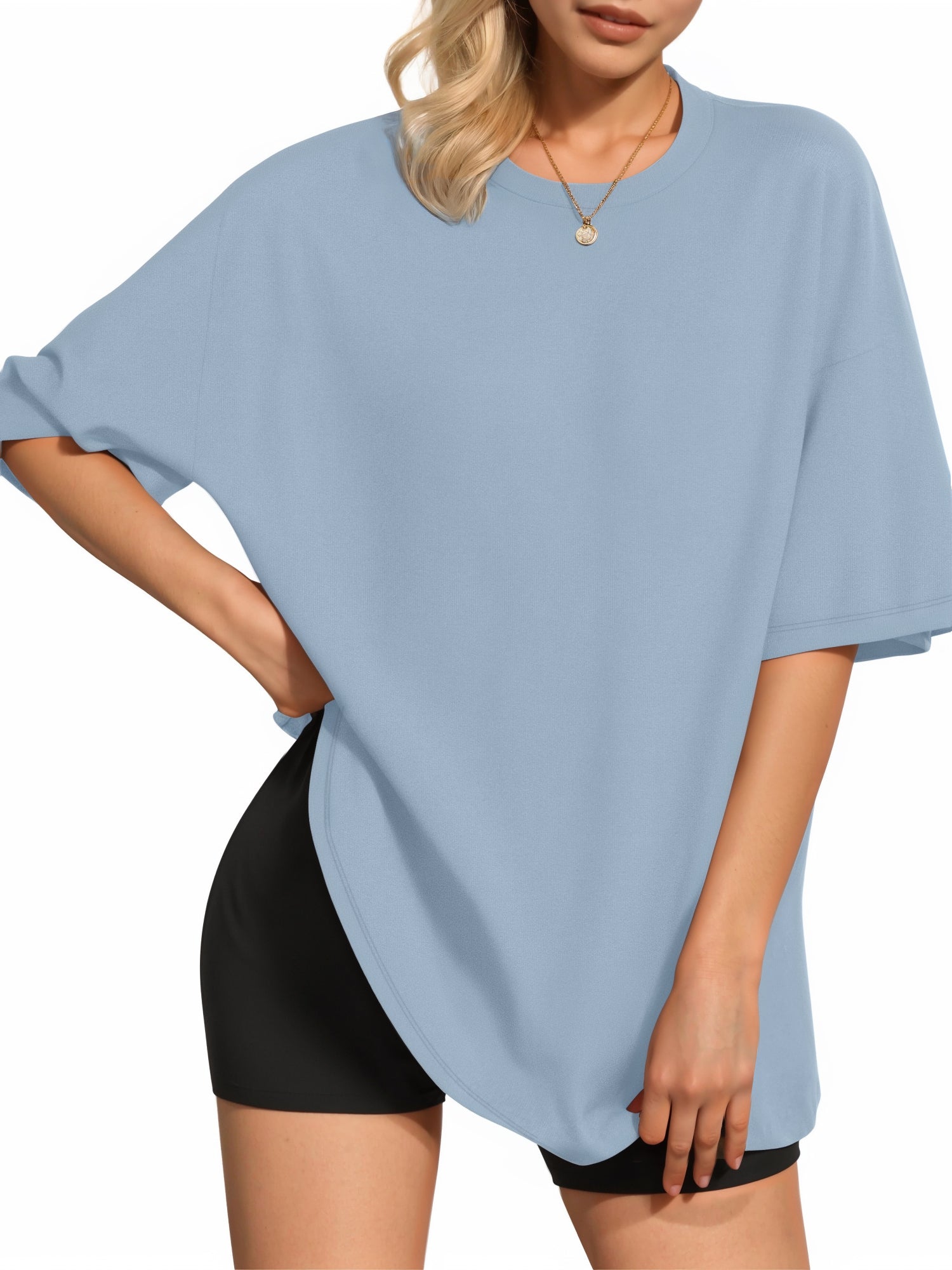 MOYIKO Oversized T Shirts for Women Crewneck Loose Fit Tee Summer Tops