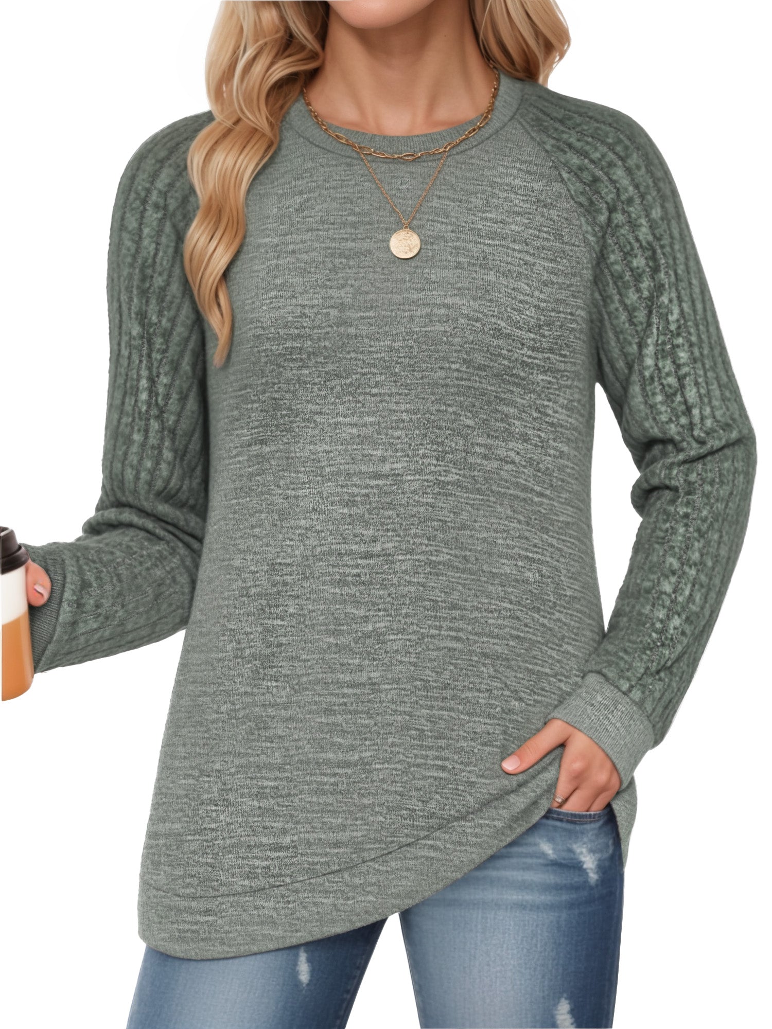 OALUXE Long Sleeve Shirts Blouses for Women Dressy Casual Tunic Tops Loose Fit Pullover Sweaters