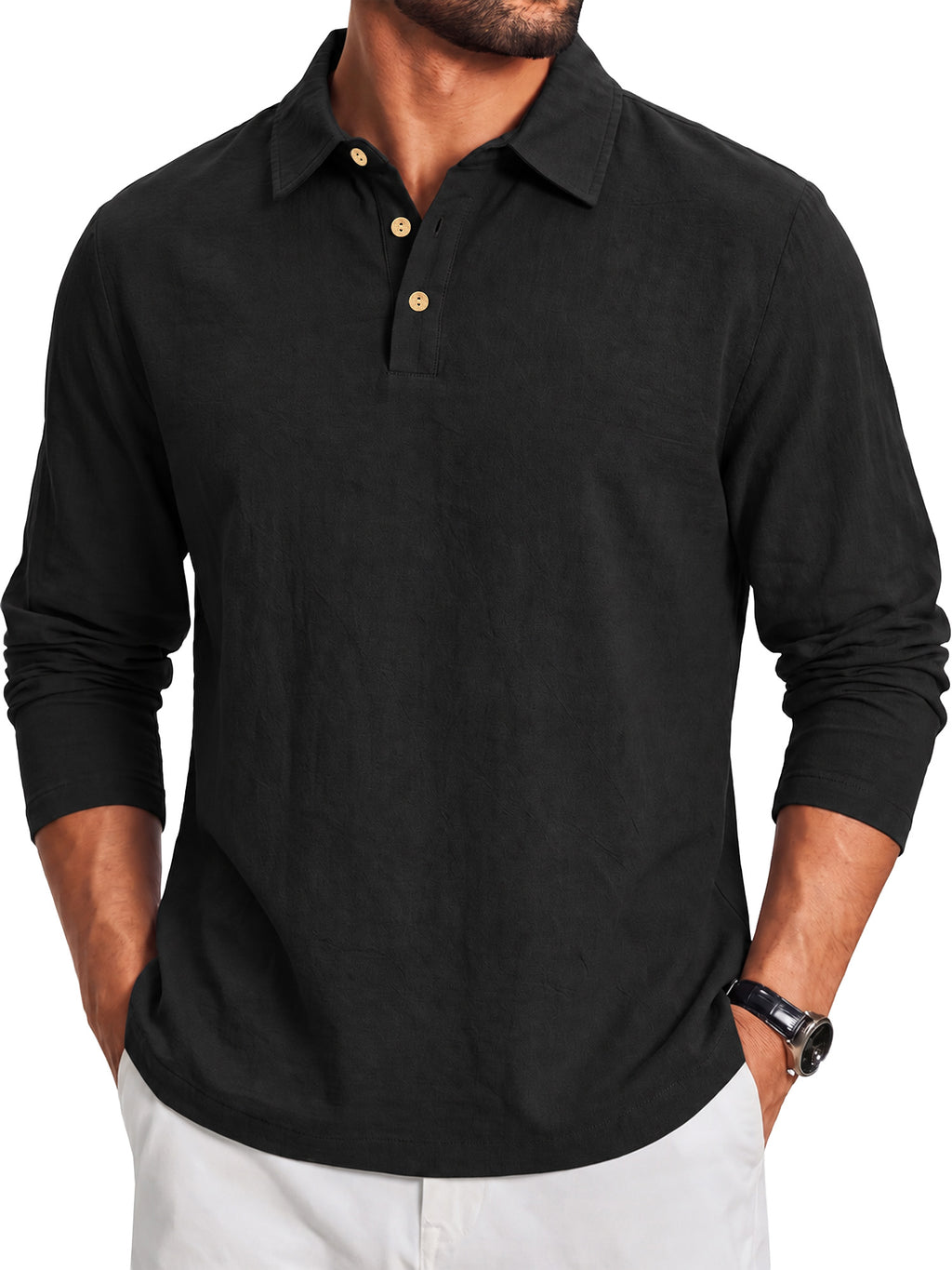 RICHCOIN Men's Polo Shirts Long Sleeve Basic Casual Cotton Pullover Tops