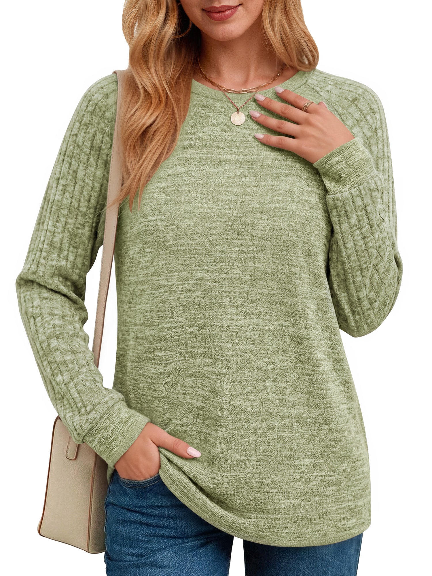 OALUXE Long Sleeve Shirts Blouses for Women Dressy Casual Tunic Tops Loose Fit Pullover Sweaters