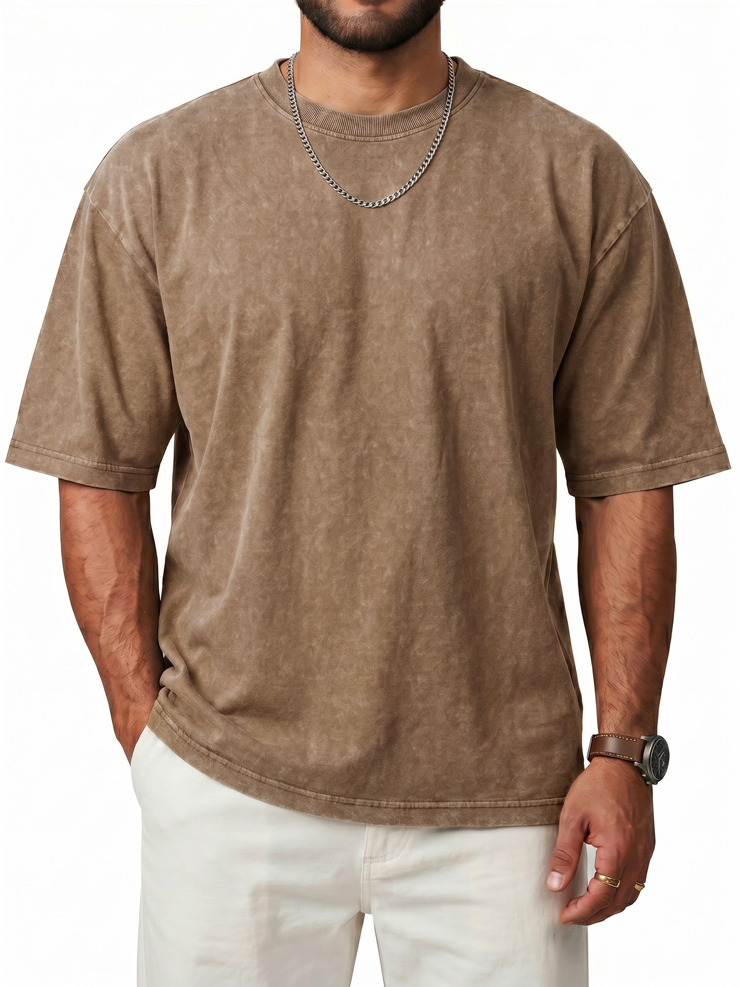RICHCOIN Men's Oversized T-Shirts Loose Fit Vintage Washed Tee Unisex Short Sleeve Casual Tops