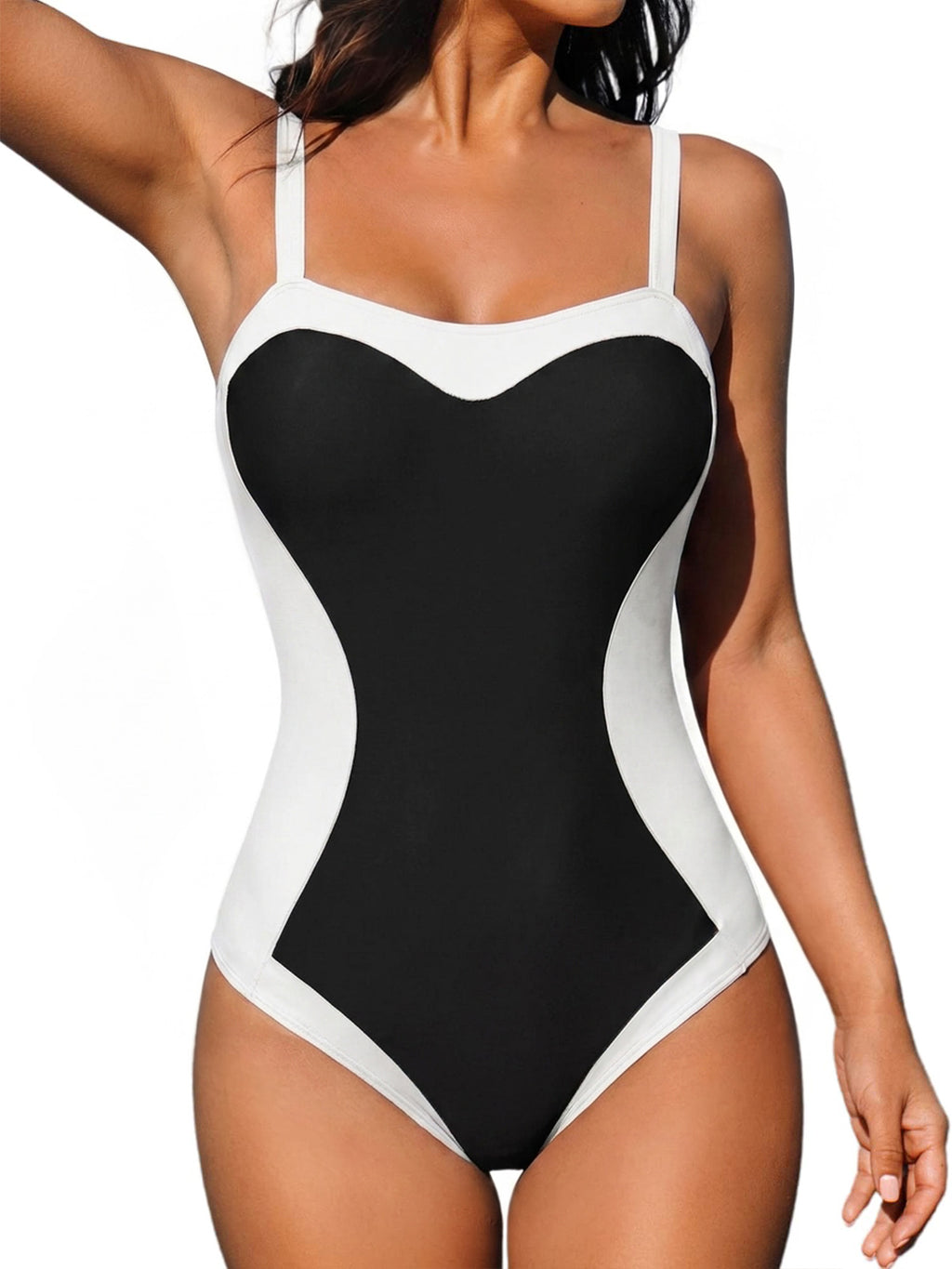 MOYIKO Women Slimming Tummy Control One Piece Swimsuit Retro Square Neck Bathing Suit