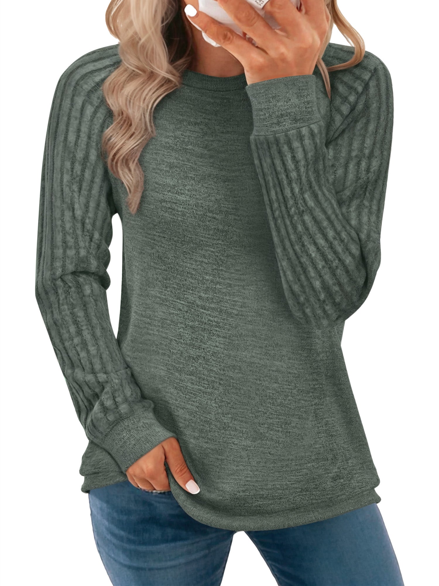 OALUXE Long Sleeve Shirts Blouses for Women Dressy Casual Tunic Tops Loose Fit Pullover Sweaters