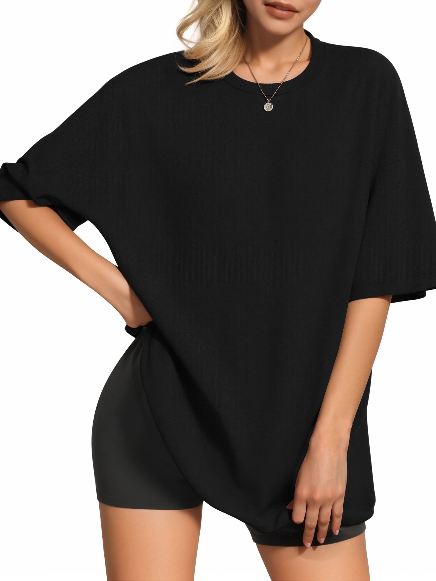 MOYIKO Oversized T Shirts for Women Crewneck Loose Fit Tee Summer Tops