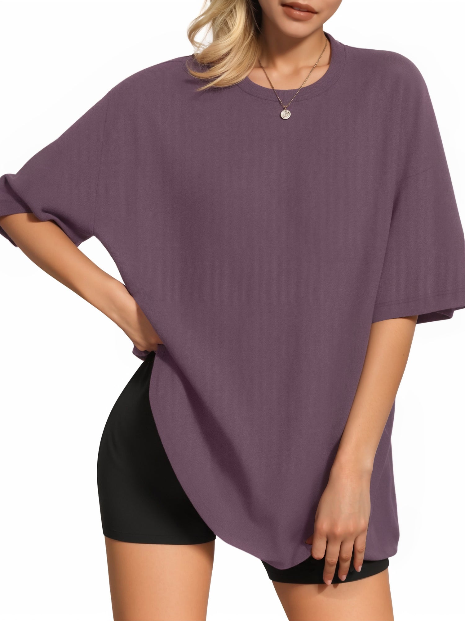 MOYIKO Oversized T Shirts for Women Crewneck Loose Fit Tee Summer Tops