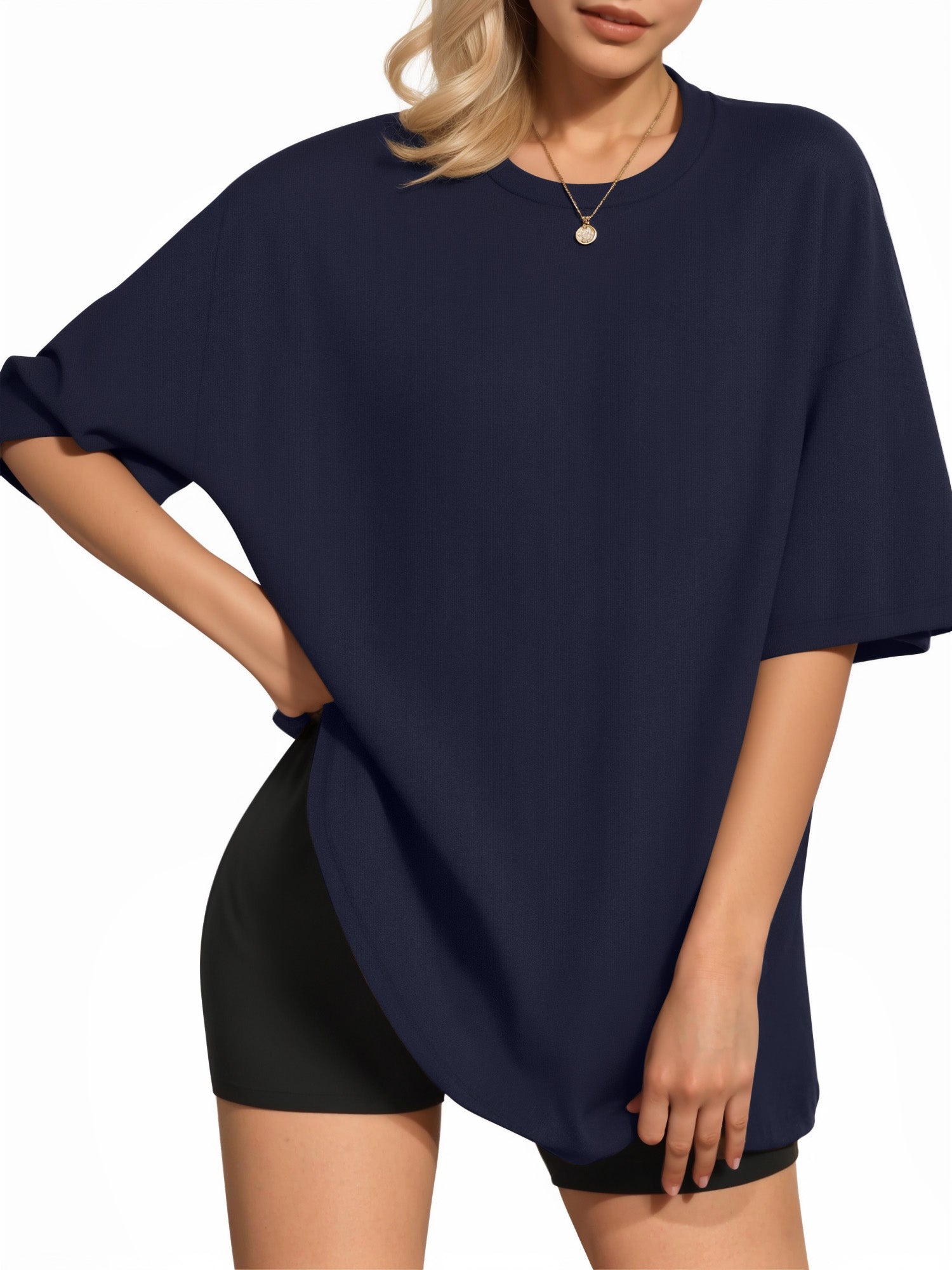 MOYIKO Oversized T Shirts for Women Crewneck Loose Fit Tee Summer Tops