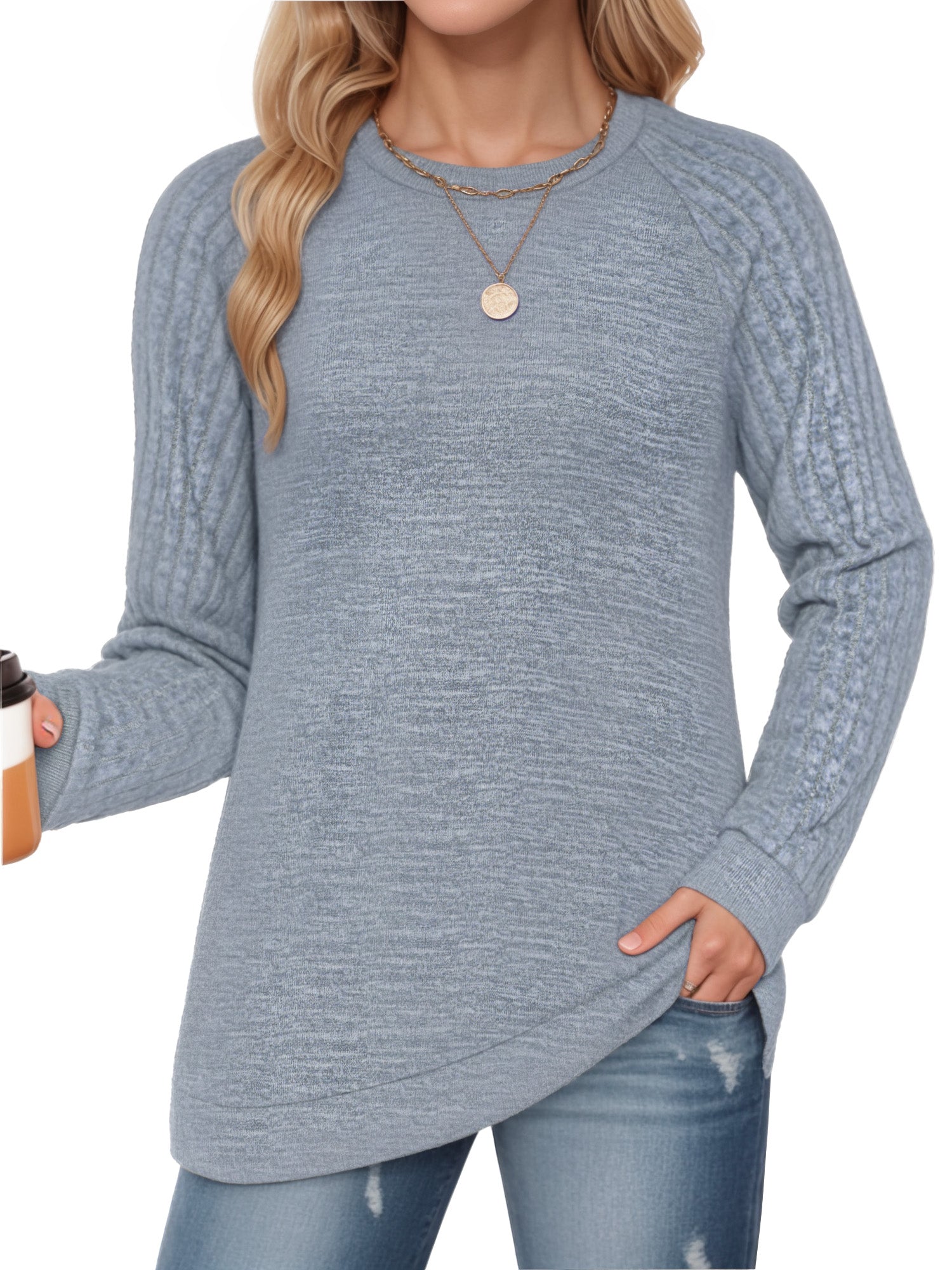 OALUXE Long Sleeve Shirts Blouses for Women Dressy Casual Tunic Tops Loose Fit Pullover Sweaters