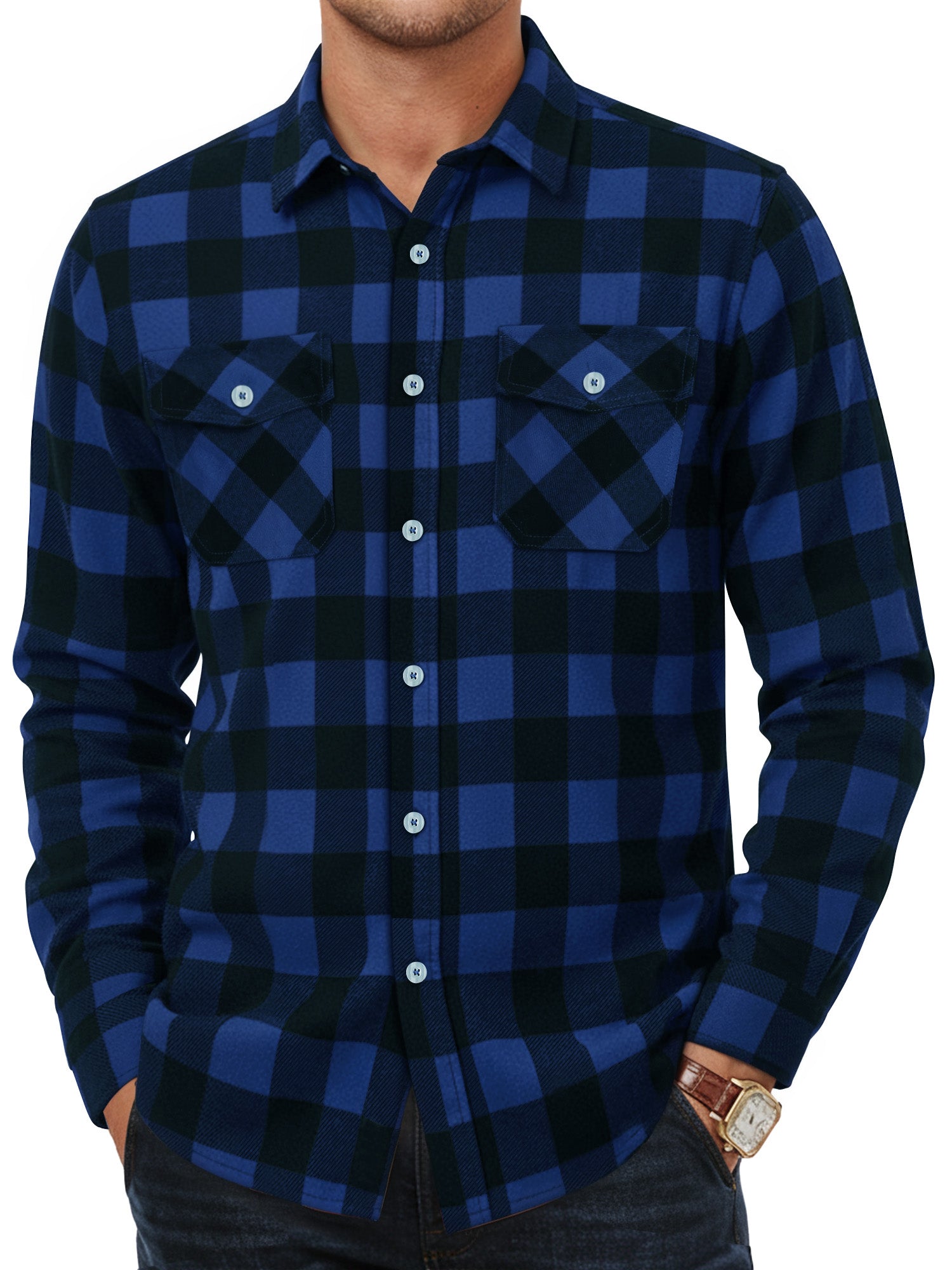 OALUXE Flannel Shirt for Men Long Sleeve Button Down Plaid Shirts with Pocket