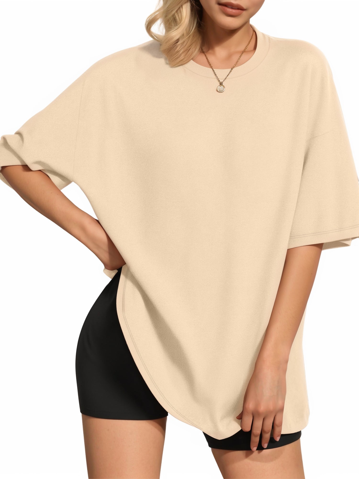 MOYIKO Oversized T Shirts for Women Crewneck Loose Fit Tee Summer Tops