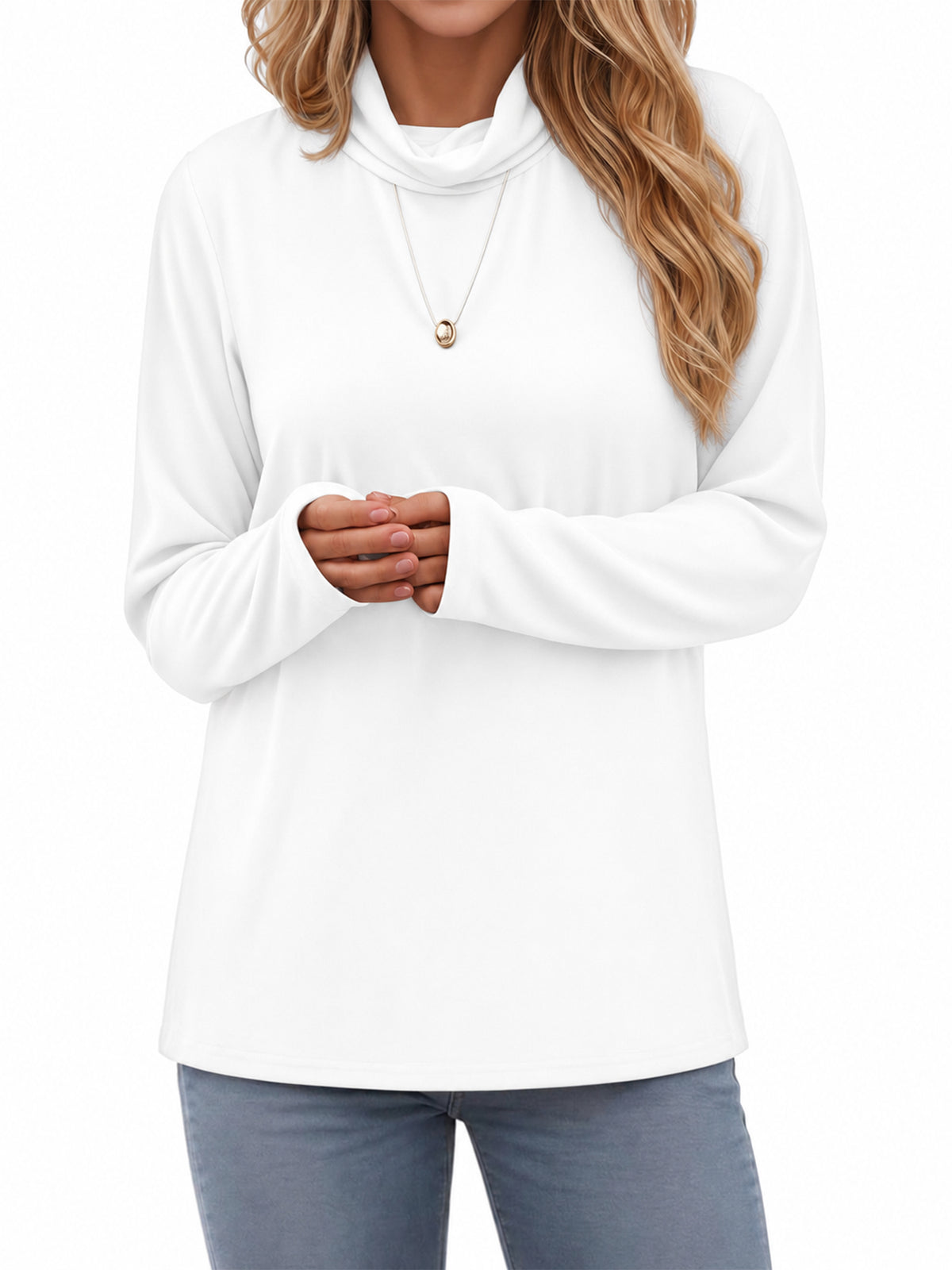 MOYIKO Mock Cowl Neck Long Sleeve Shirts for Women Casual Relaxed Loose Fit Pullover Shirt