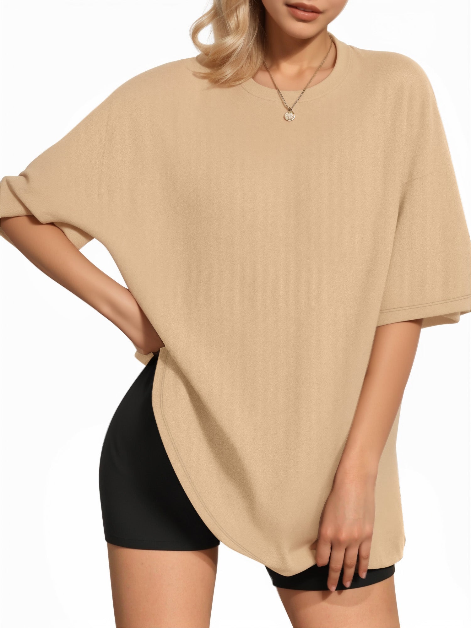 MOYIKO Oversized T Shirts for Women Crewneck Loose Fit Tee Summer Tops