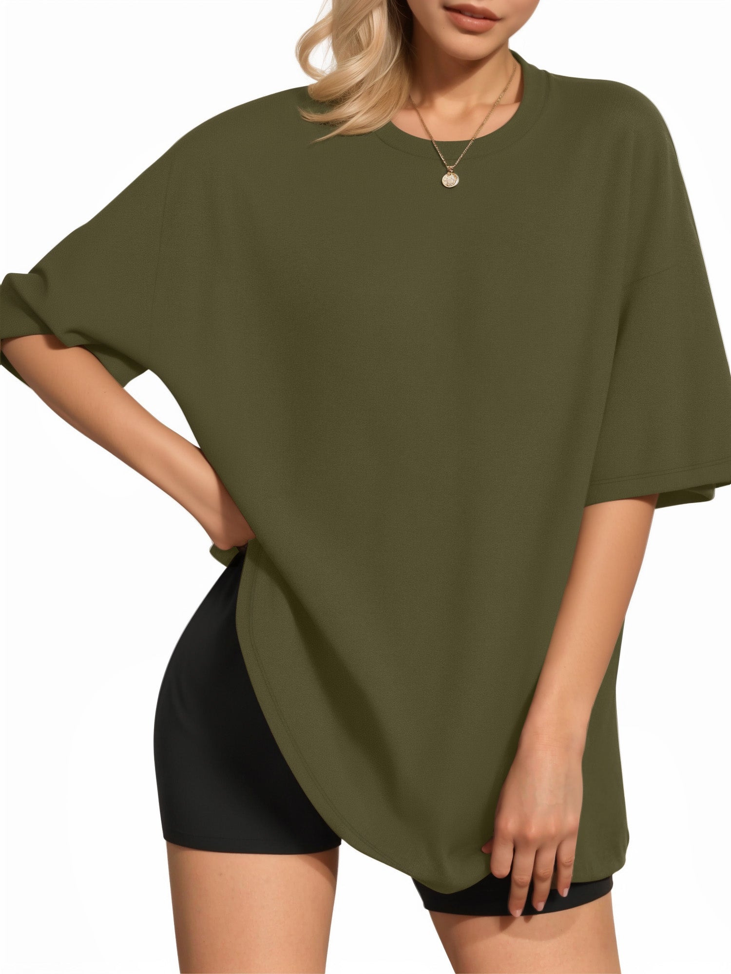 MOYIKO Oversized T Shirts for Women Crewneck Loose Fit Tee Summer Tops