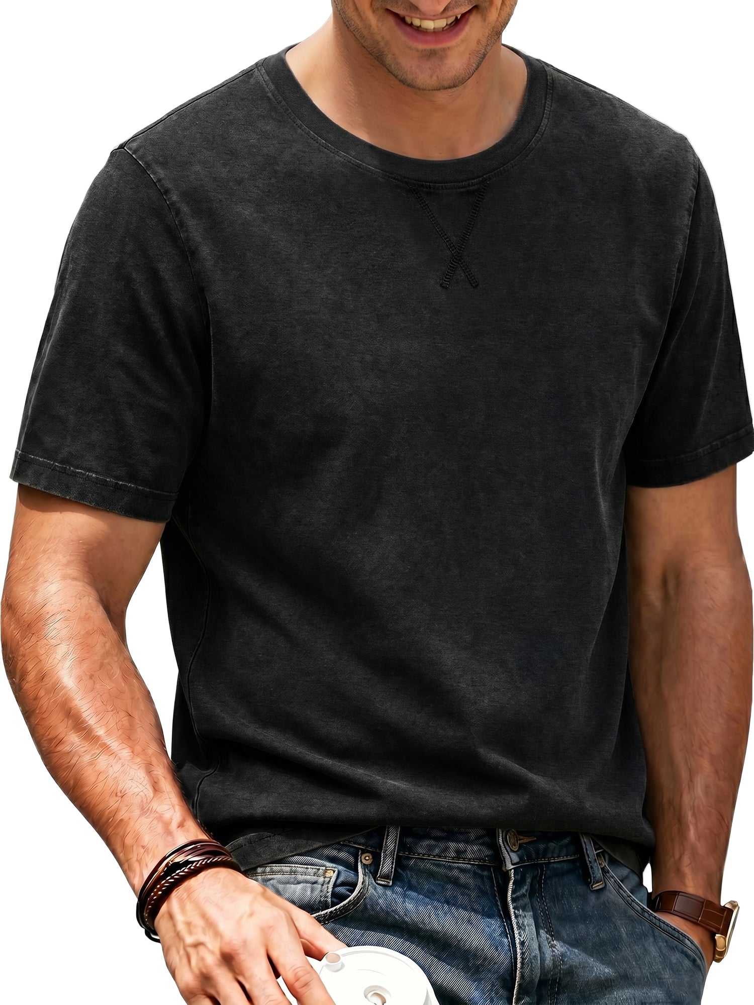RICHCOIN T shirts for Men Short Sleeve Crewneck Casual Top Basic Loose Tees