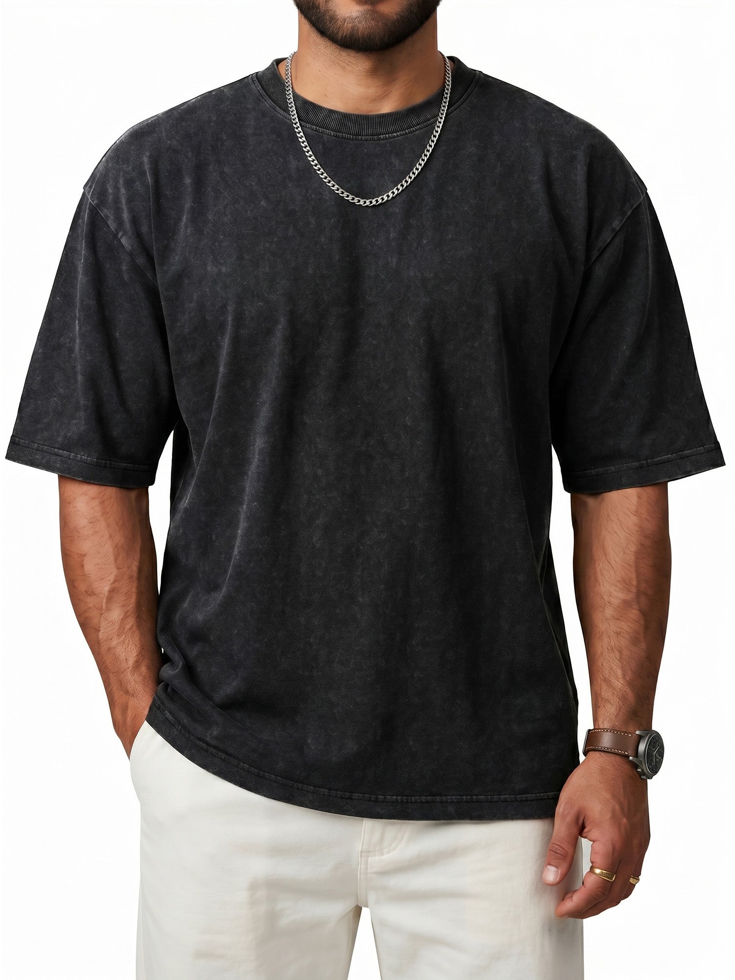 RICHCOIN Men's Oversized T-Shirts Loose Fit Vintage Washed Tee Unisex Short Sleeve Casual Tops