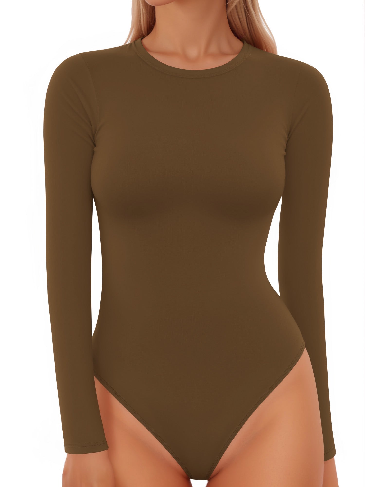 MOYIKO Crewneck Long Sleeve Body Suits Womens Slim Fitted Tight Basic Tops