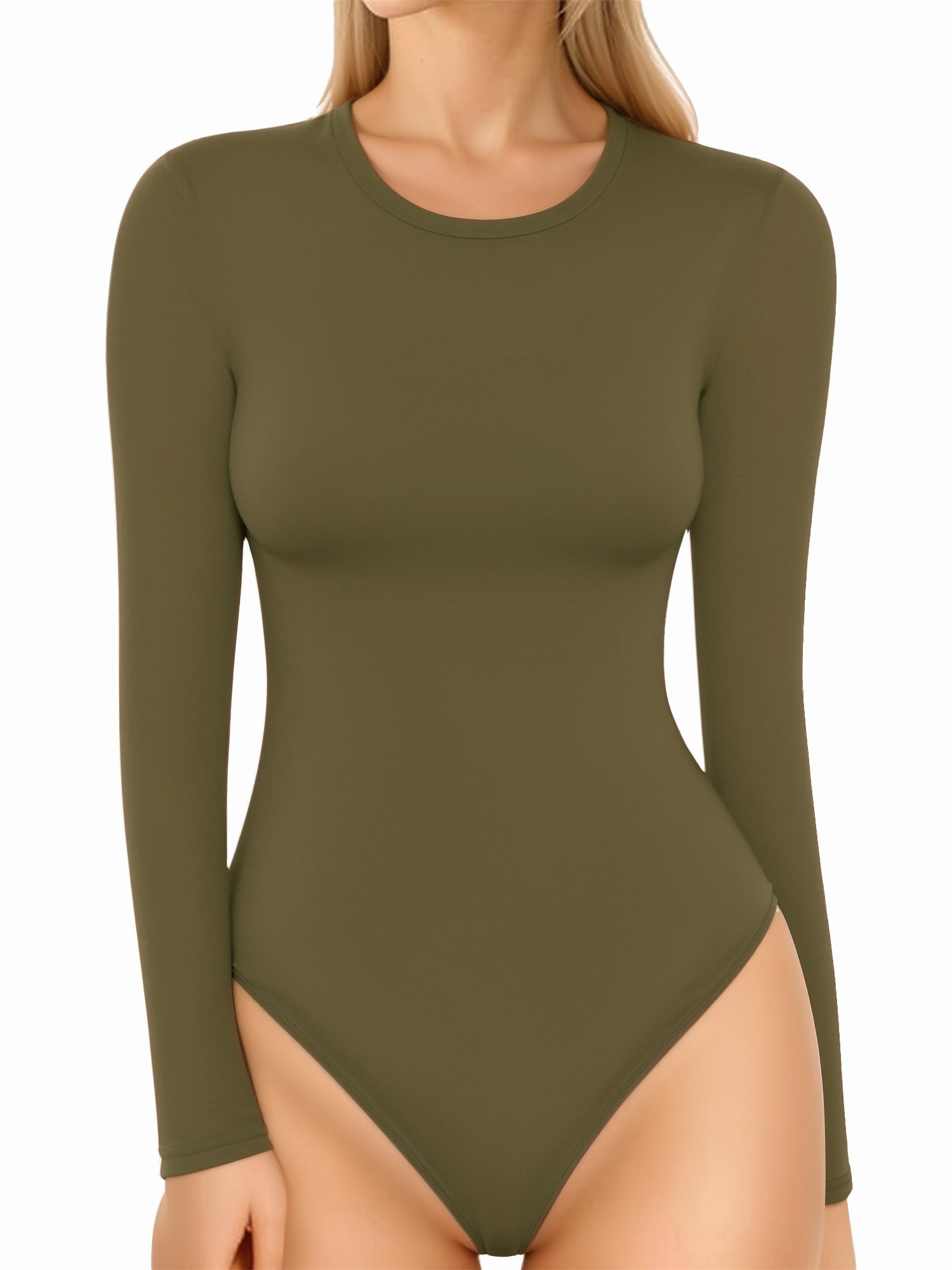 MOYIKO Crewneck Long Sleeve Body Suits Womens Slim Fitted Tight Basic Tops