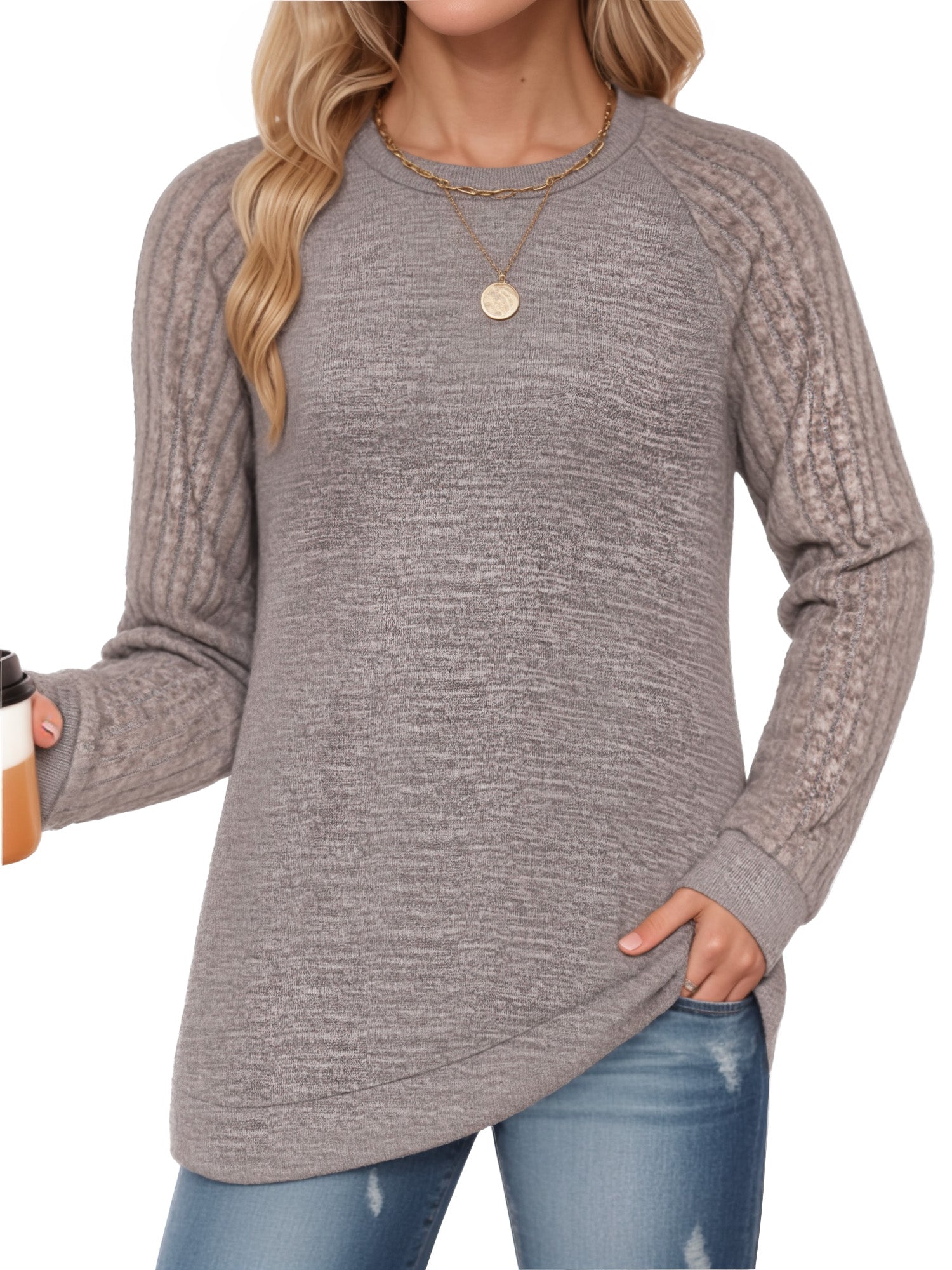 OALUXE Long Sleeve Shirts Blouses for Women Dressy Casual Tunic Tops Loose Fit Pullover Sweaters