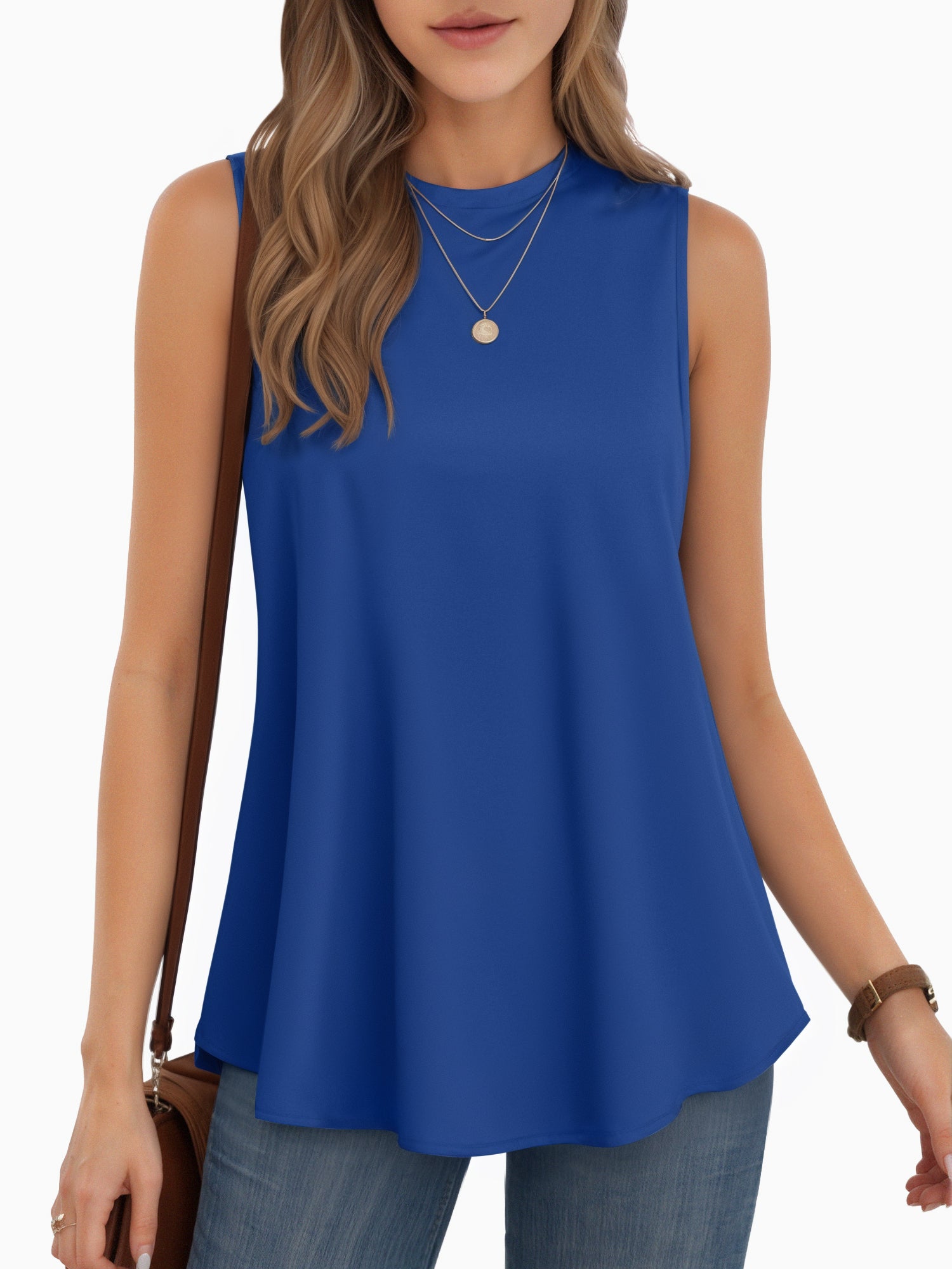 MOYIKO Tank Tops for Women Crew Neck Loose Fit Sleeveless Top Summer Clothes Womens Tunic Tops
