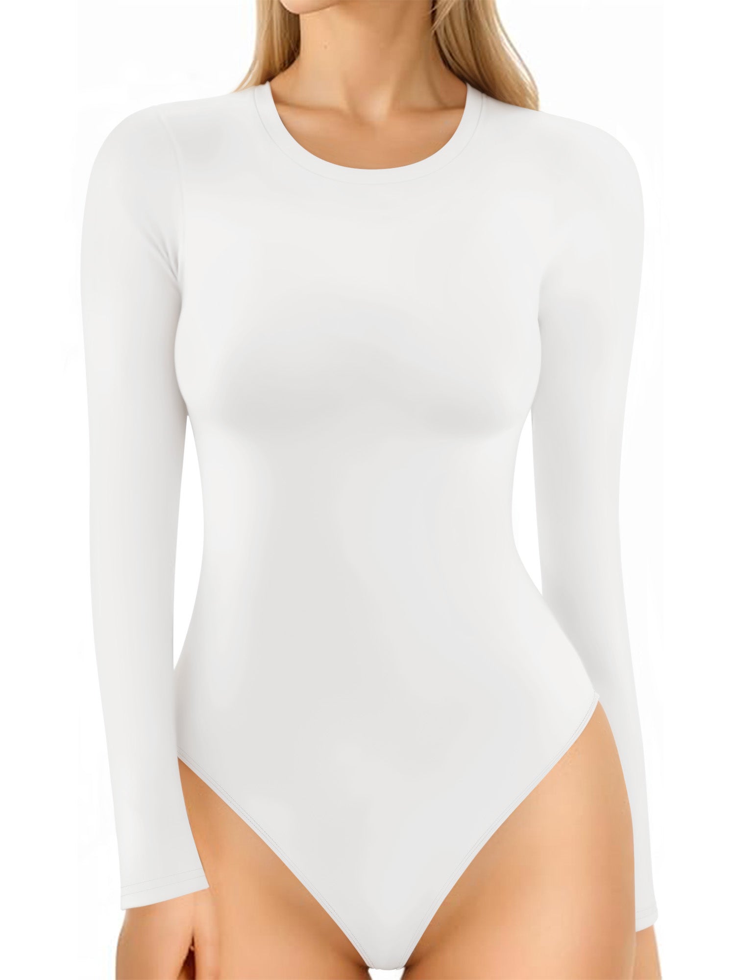 MOYIKO Crewneck Long Sleeve Body Suits Womens Slim Fitted Tight Basic Tops