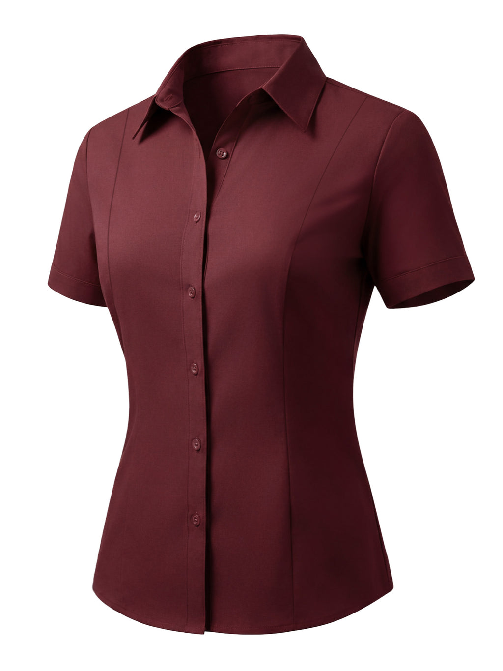 MOYIKO Womens Button Down Shirts Stretch Short Sleeve Dress Shirts Business Work Fitted Collared Office Basic Blouse