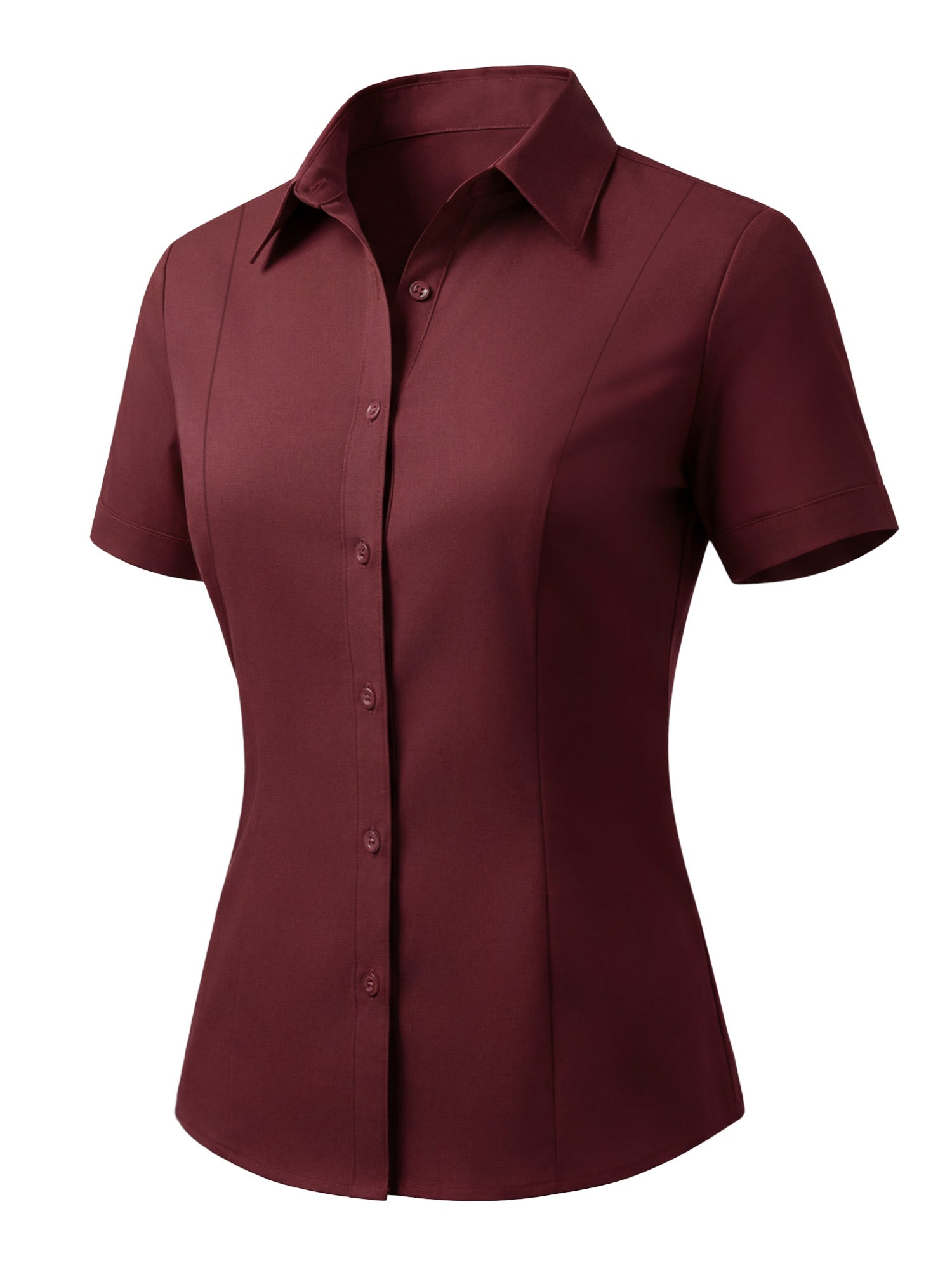 MOYIKO Womens Button Down Shirts Stretch Short Sleeve Dress Shirts Business Work Fitted Collared Office Basic Blouse