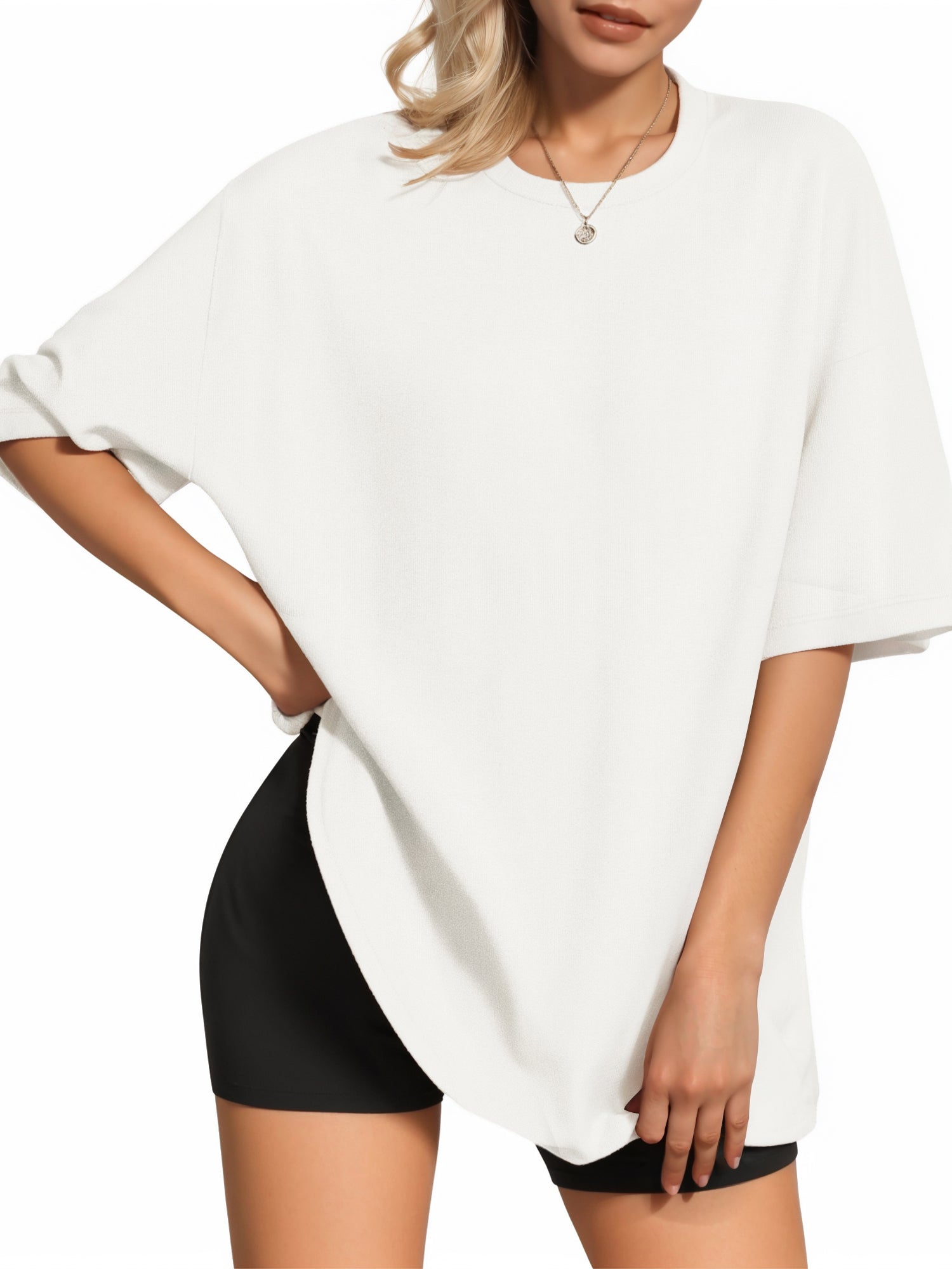 MOYIKO Oversized T Shirts for Women Crewneck Loose Fit Tee Summer Tops