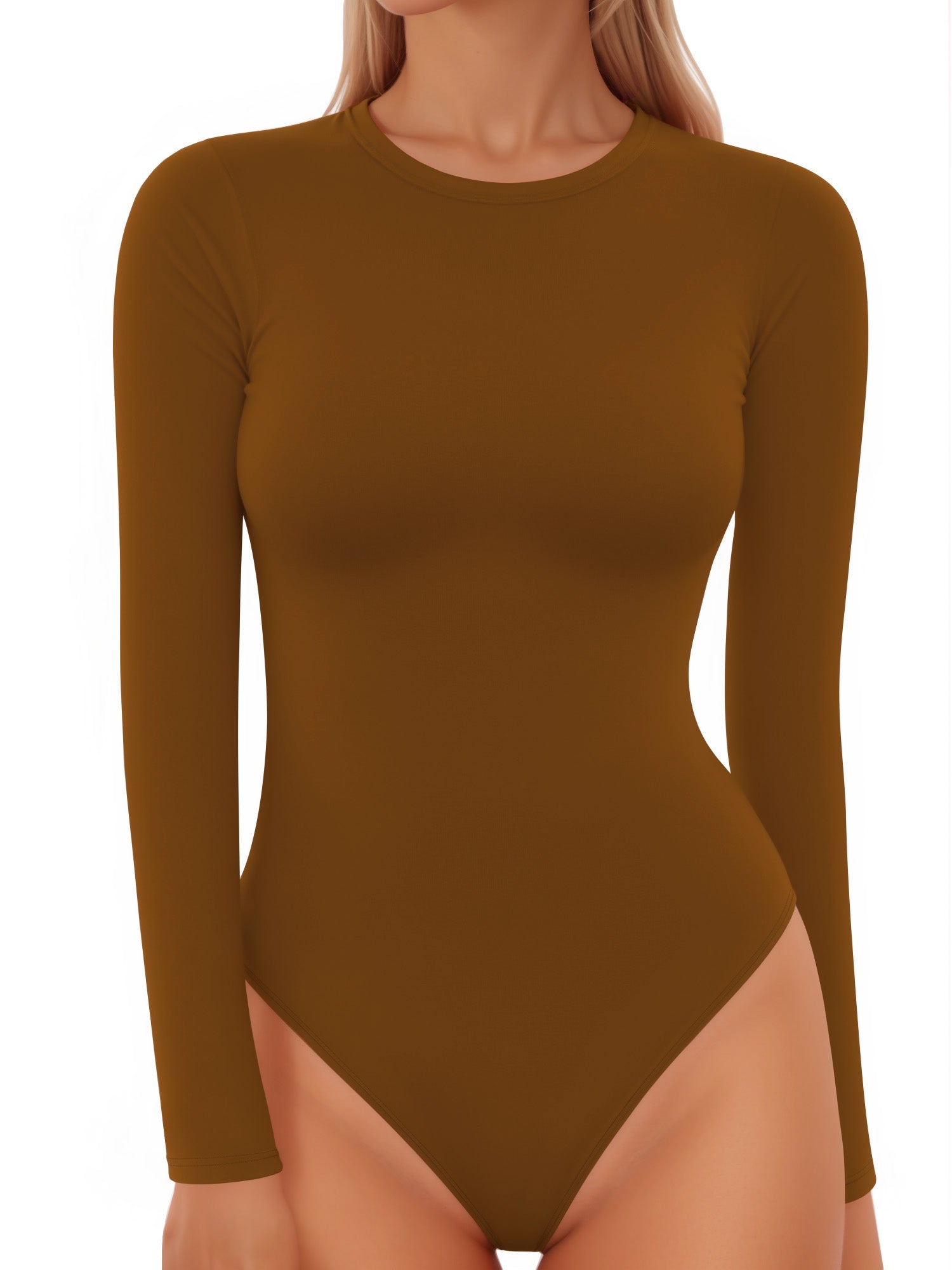 MOYIKO Crewneck Long Sleeve Body Suits Womens Slim Fitted Tight Basic Tops