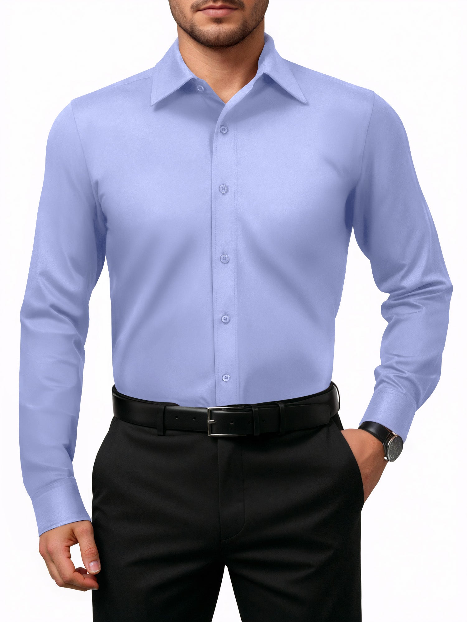 OALUXE Mens Dress Shirts Formal Long Sleeve Button Down Business Solid Shirt