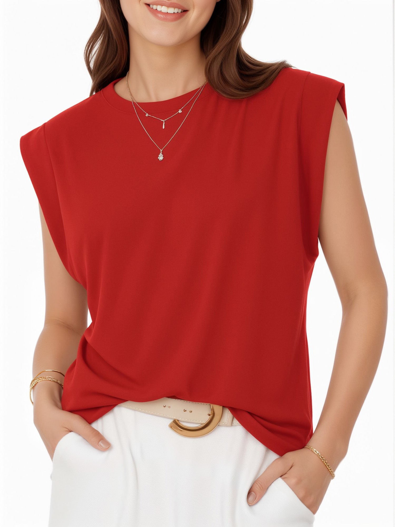 MOYIKO Womens Summer Tops Casual Loose Fit Cap Sleeve T Shirts Basic Crewneck Tank Tops Trendy Plain Womens Clothes Tee