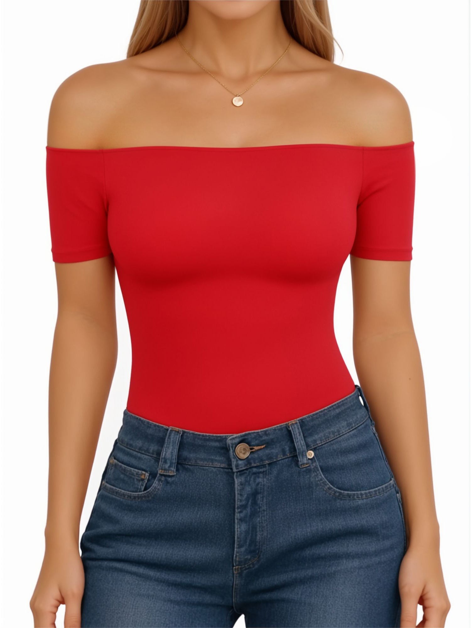 MOYIKO Off The Shoulder Tops for Women Short Sleeve Slim Fit Shirts Basic Clothes 2026 Fashion