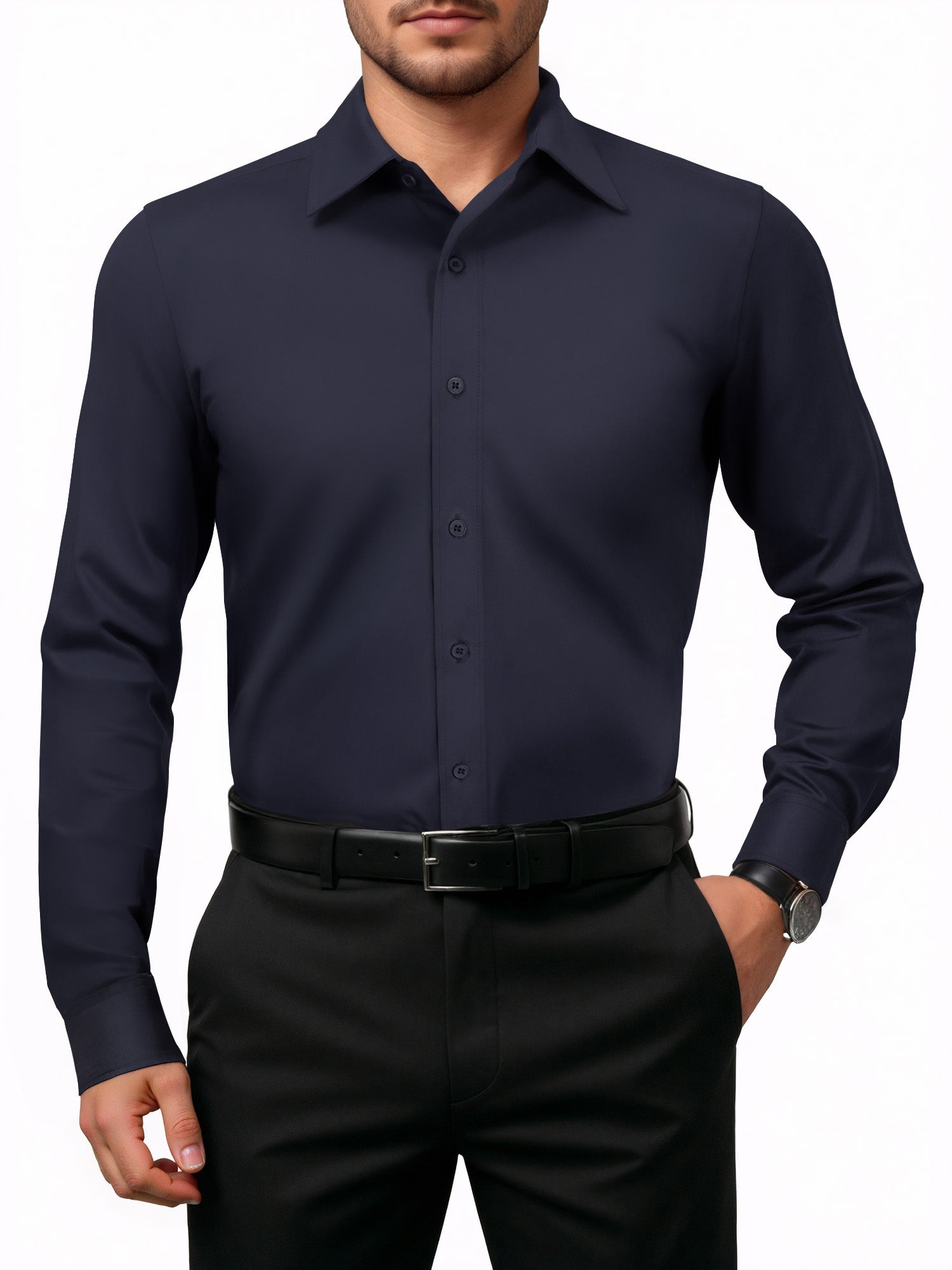 OALUXE Mens Dress Shirts Formal Long Sleeve Button Down Business Solid Shirt