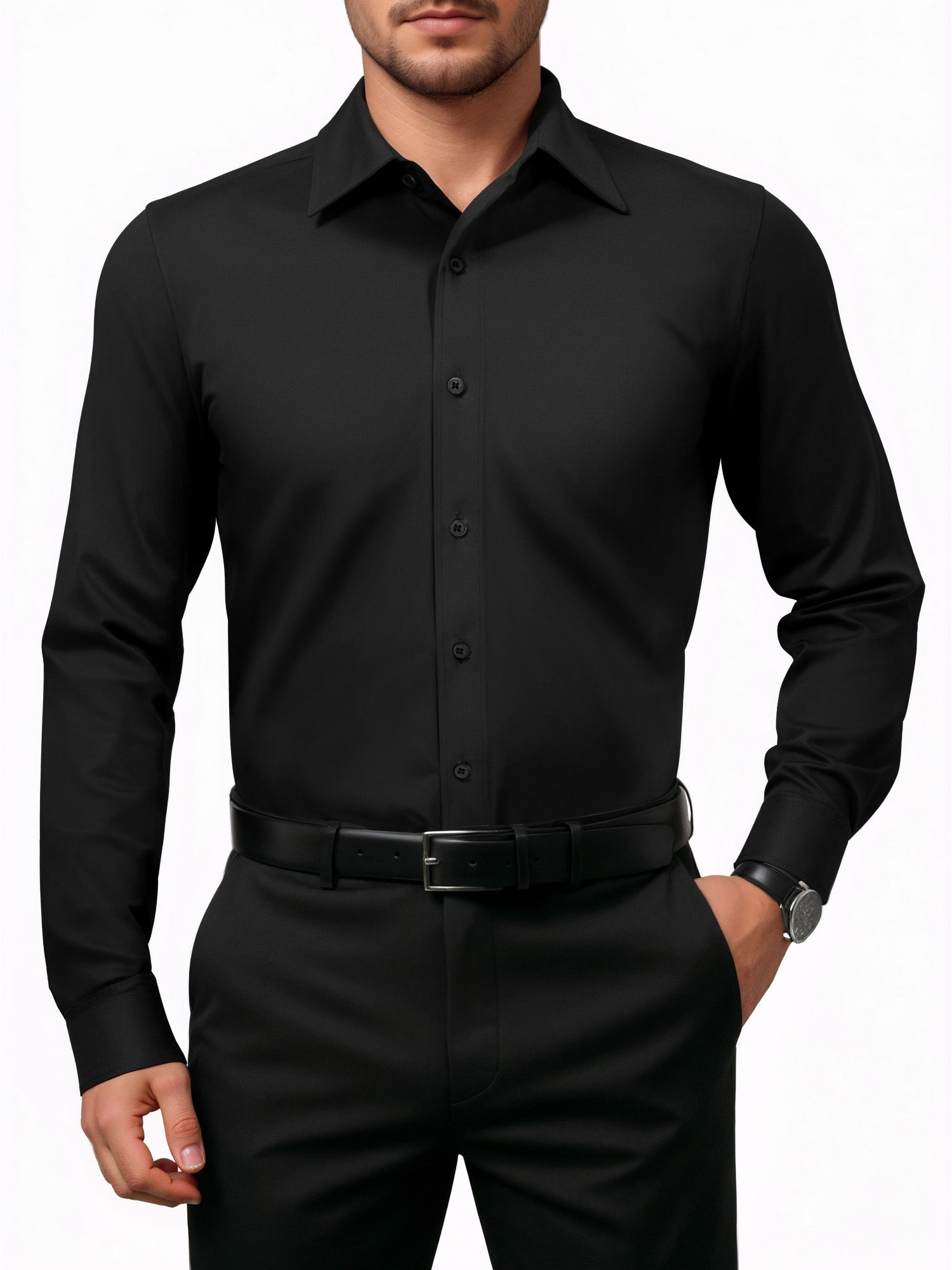 OALUXE Mens Dress Shirts Formal Long Sleeve Button Down Business Solid Shirt