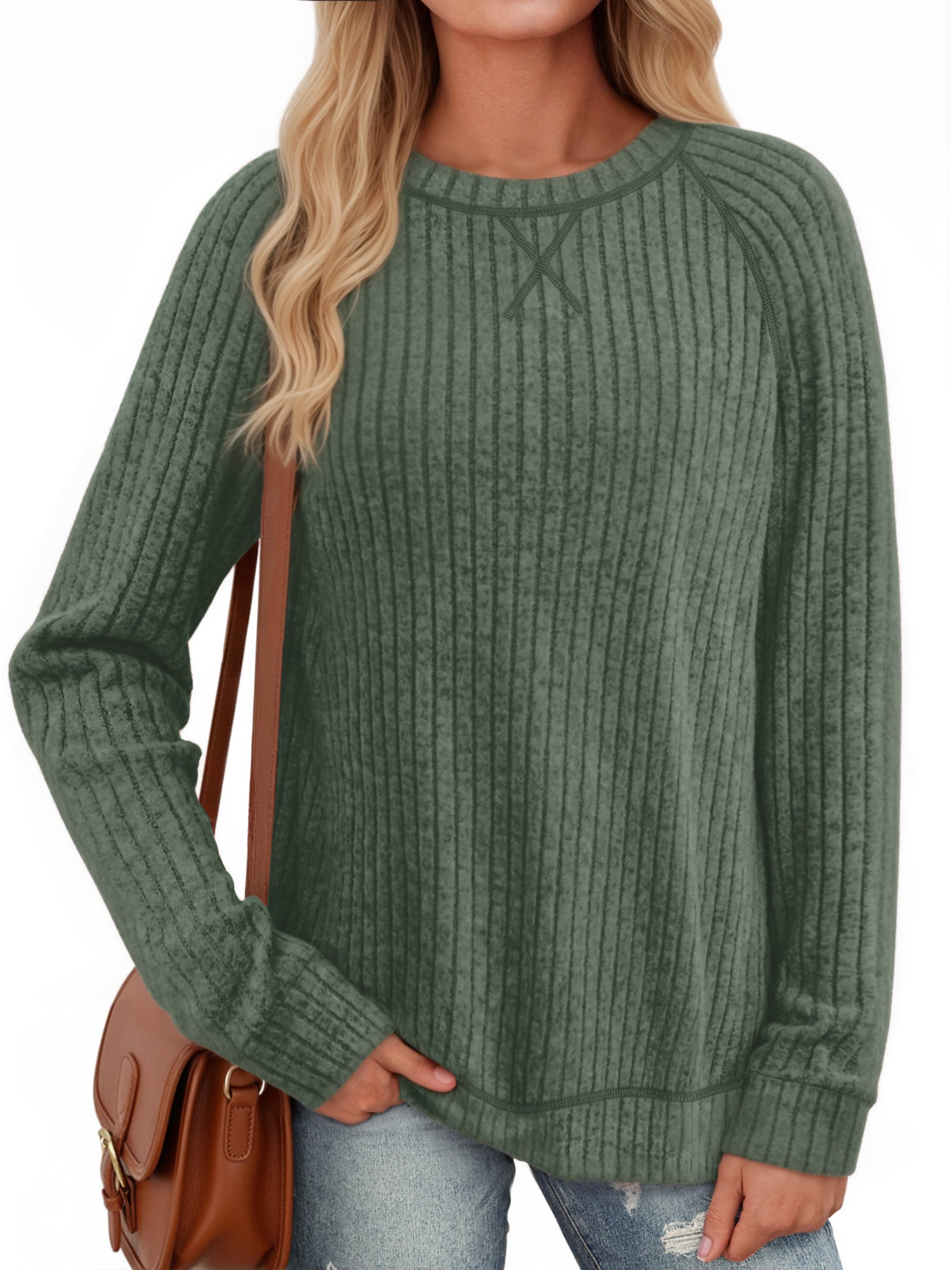 OALUXE Long Sleeve Shirts for Women Dressy Casual Tunic Tops Crew neck Side Split Lightweight Pullover Sweaters