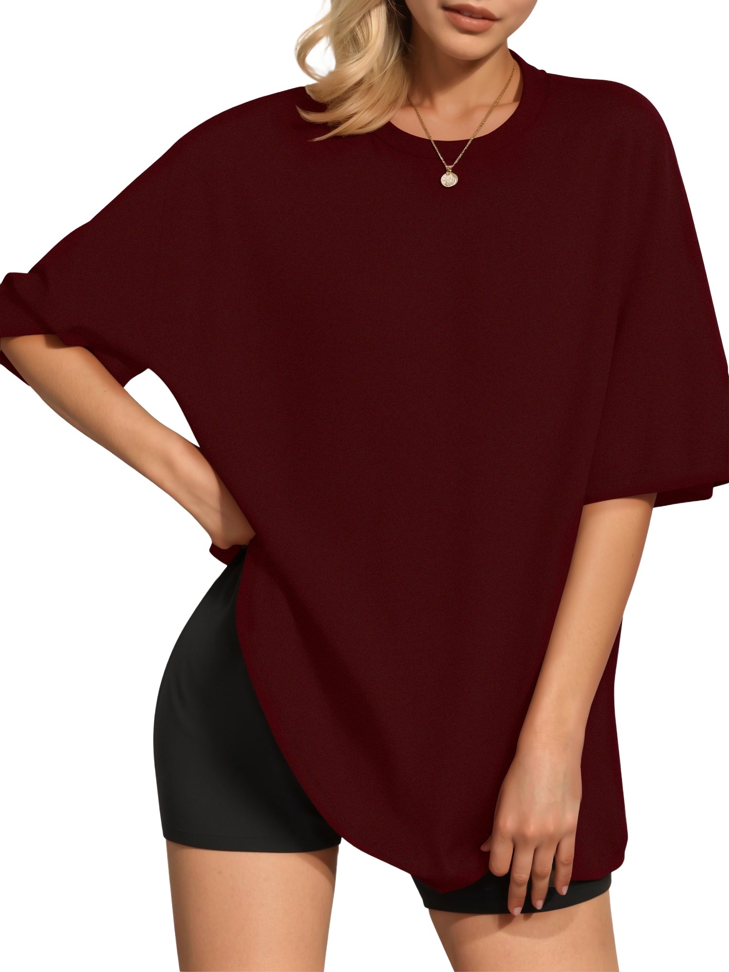 MOYIKO Oversized T Shirts for Women Crewneck Loose Fit Tee Summer Tops