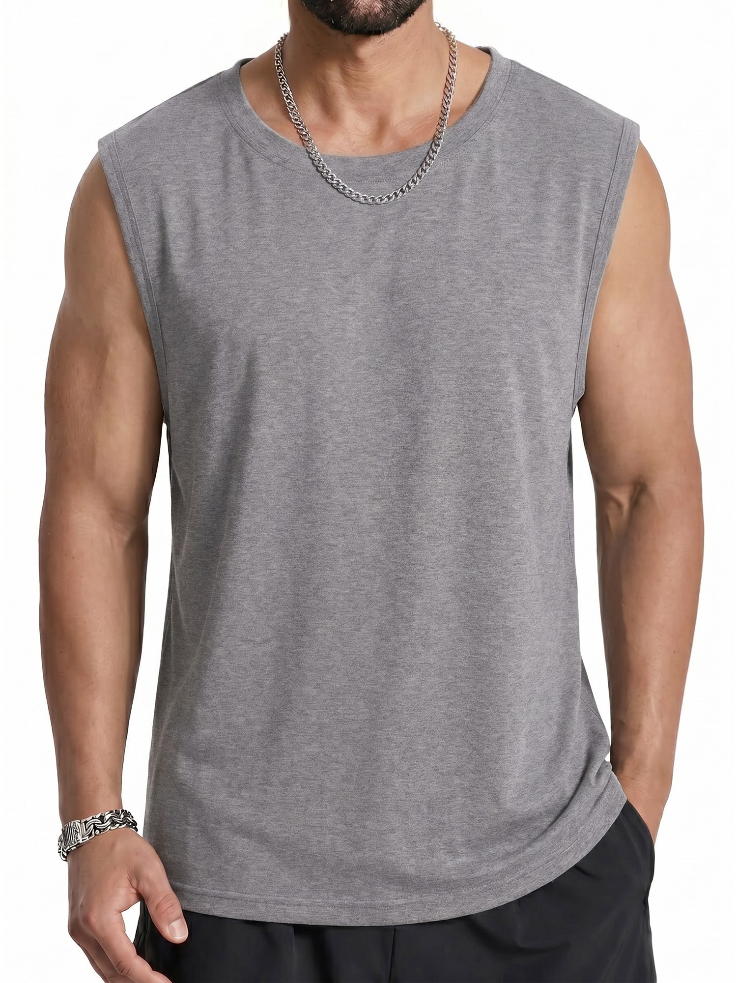RICHCOIN Mens Workout Tank Tops Sleeveless Muscle Shirt Acid Wash T Shirts Running Beach Loose Fit Tee