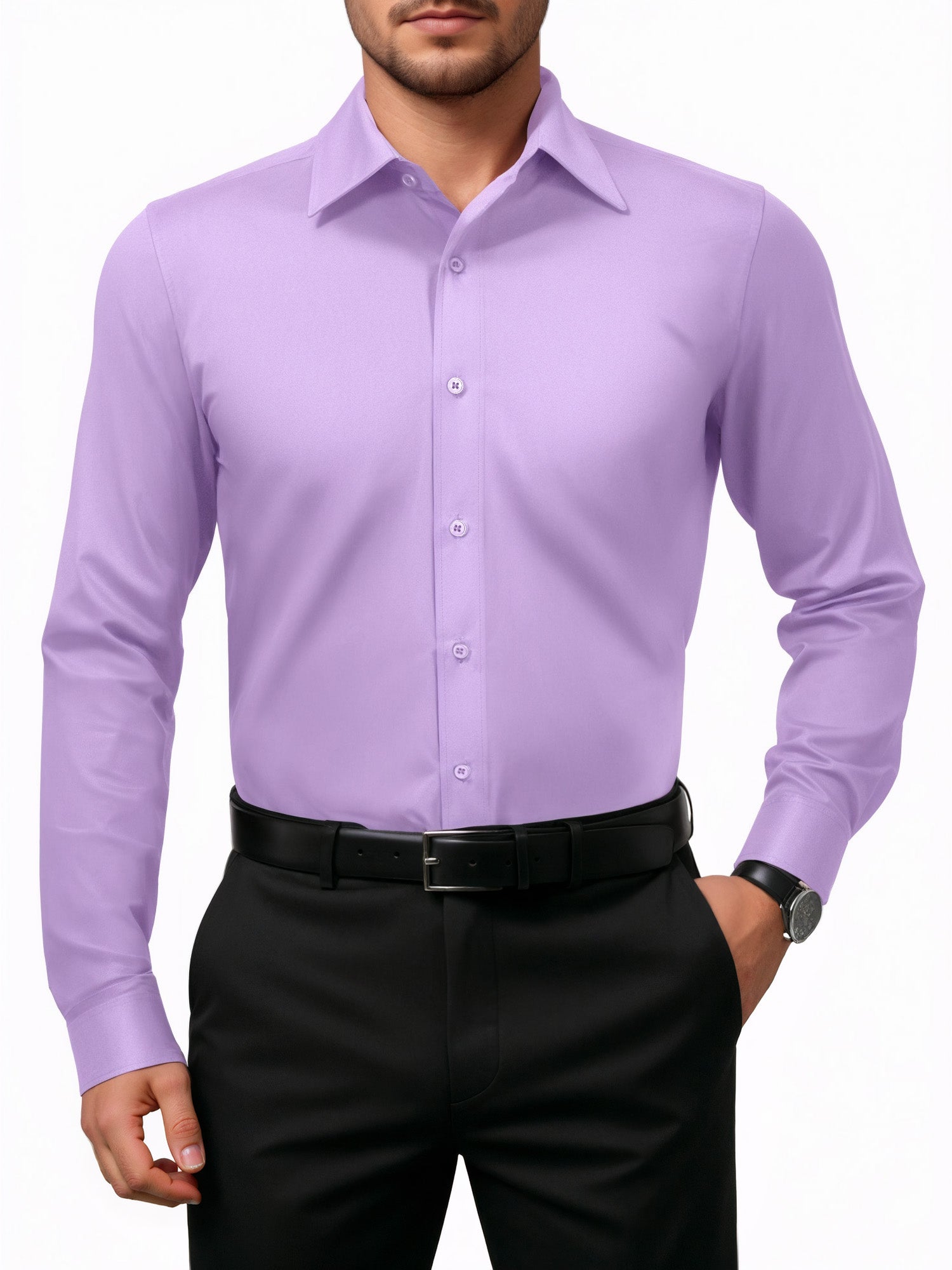 OALUXE Mens Dress Shirts Formal Long Sleeve Button Down Business Solid Shirt