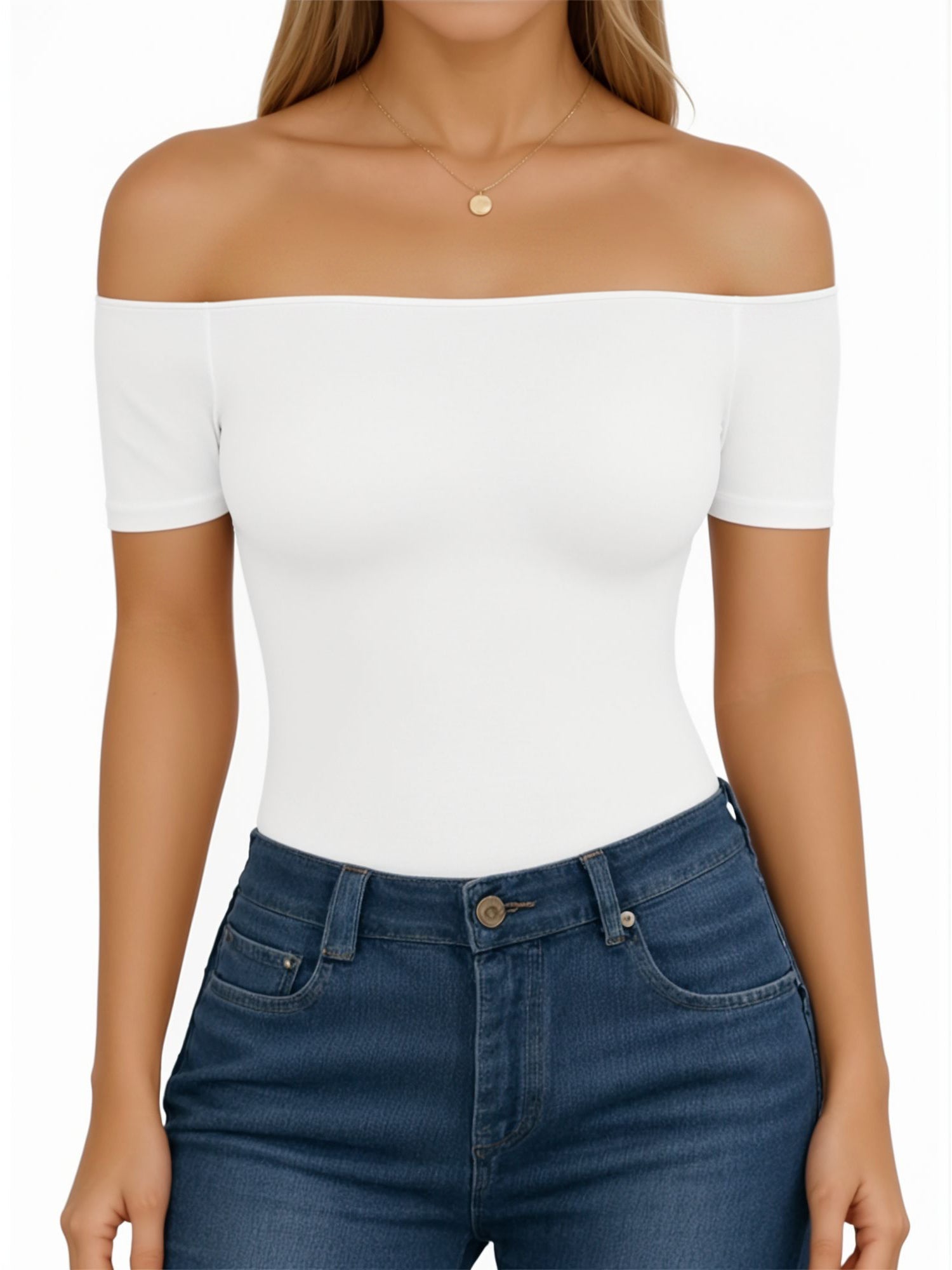 MOYIKO Off The Shoulder Tops for Women Short Sleeve Slim Fit Shirts Basic Clothes 2026 Fashion