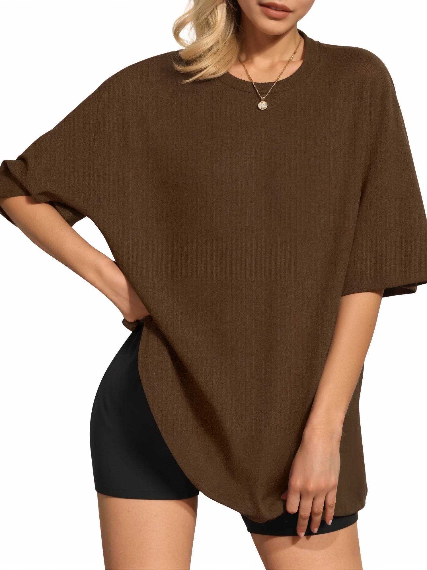 MOYIKO Oversized T Shirts for Women Crewneck Loose Fit Tee Summer Tops