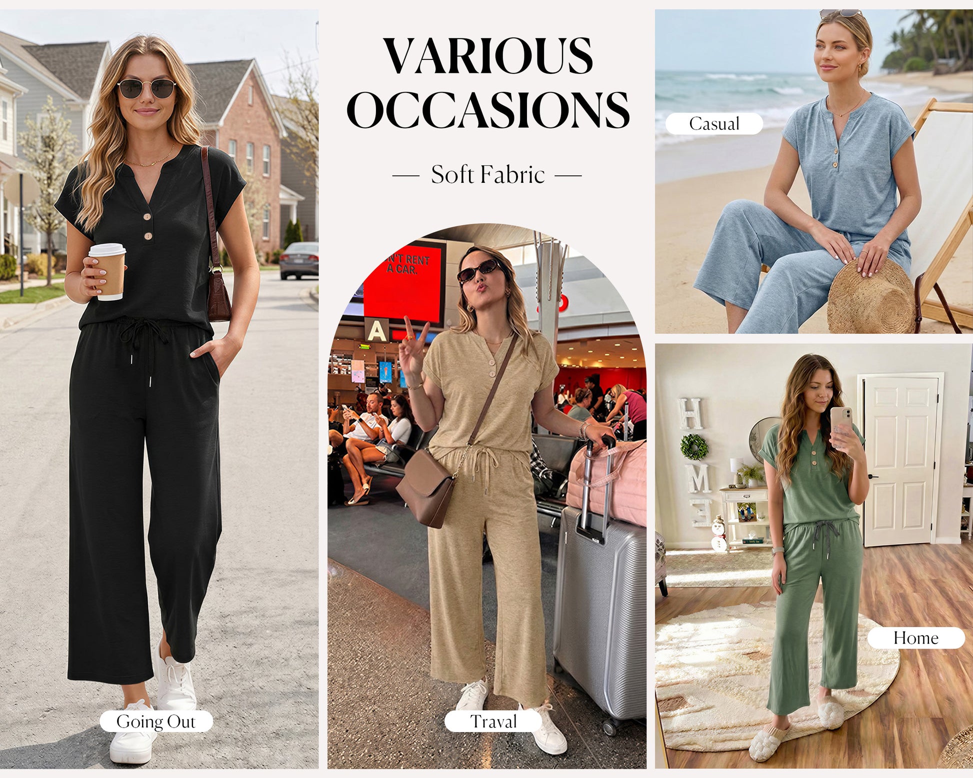 MOYIKO 2 Piece Sets for Women Summer Matching Lounge Sets Casual Airport Travel Vacation Outfits