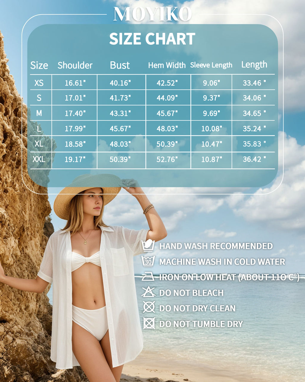 MOYIKO Summer Swimsuit Coverups for Womens Bikini Swimwear Beach Cover-Ups Ladies Loose V Neck Shirt Dress