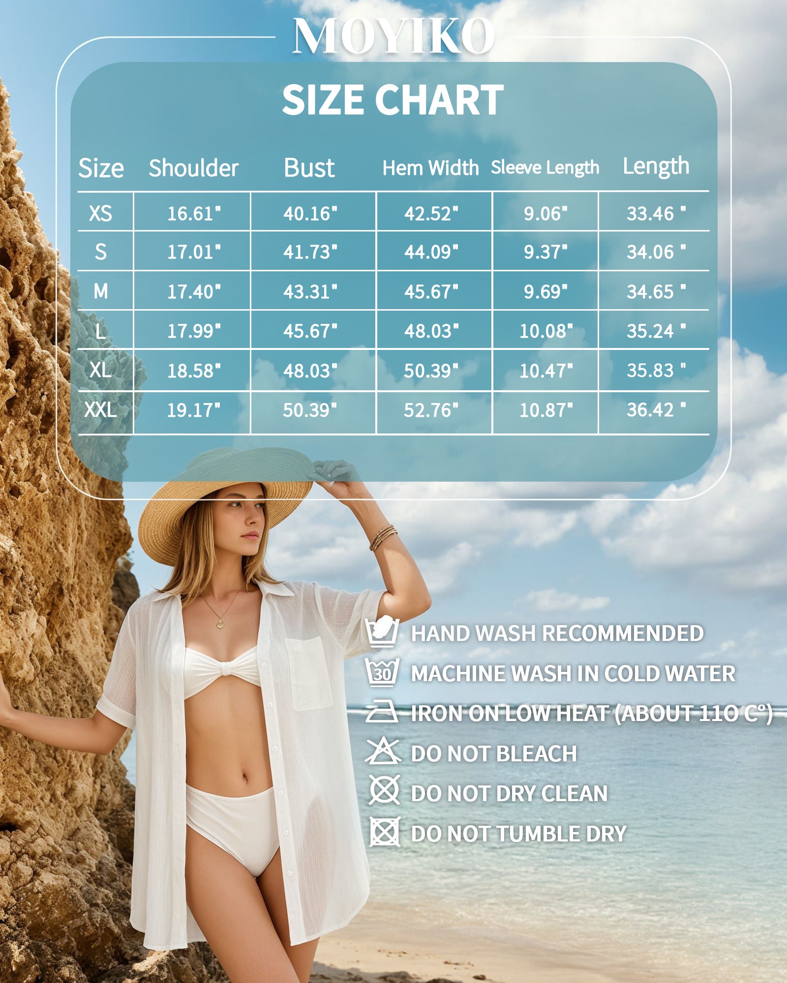 MOYIKO Summer Swimsuit Coverups for Womens Bikini Swimwear Beach Cover-Ups Ladies Loose V Neck Shirt Dress